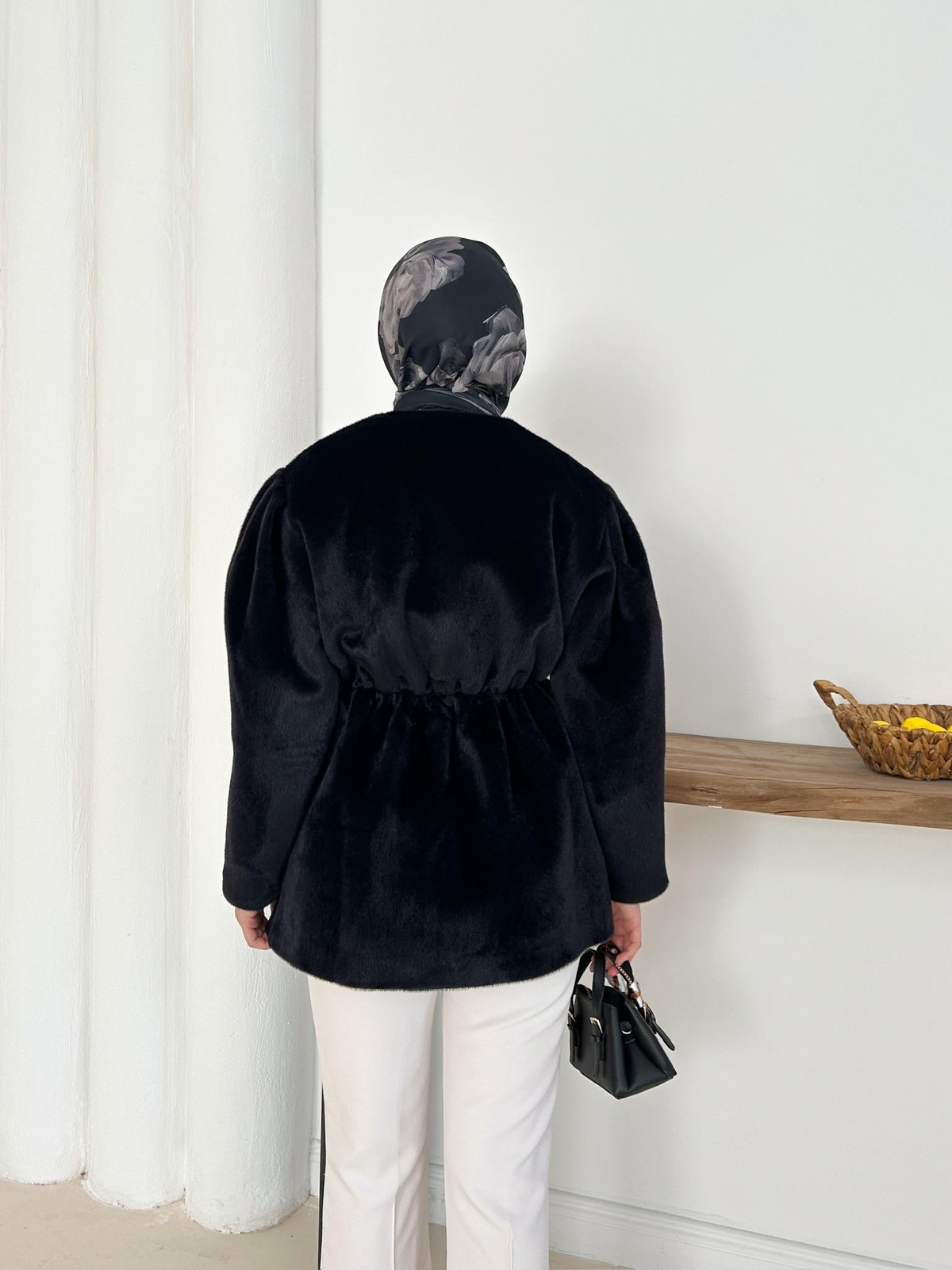 Elettra Kürklü Kaban - Siyah