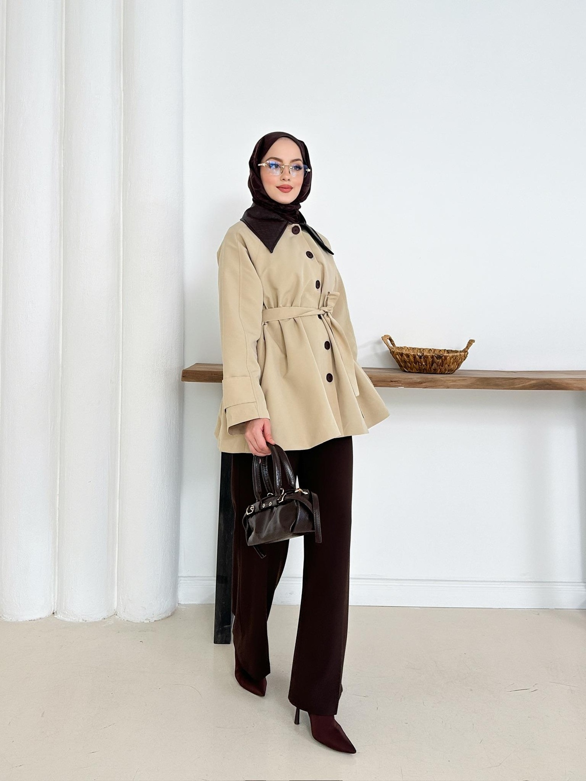 Giulia Deri Yaka Trench - Bej