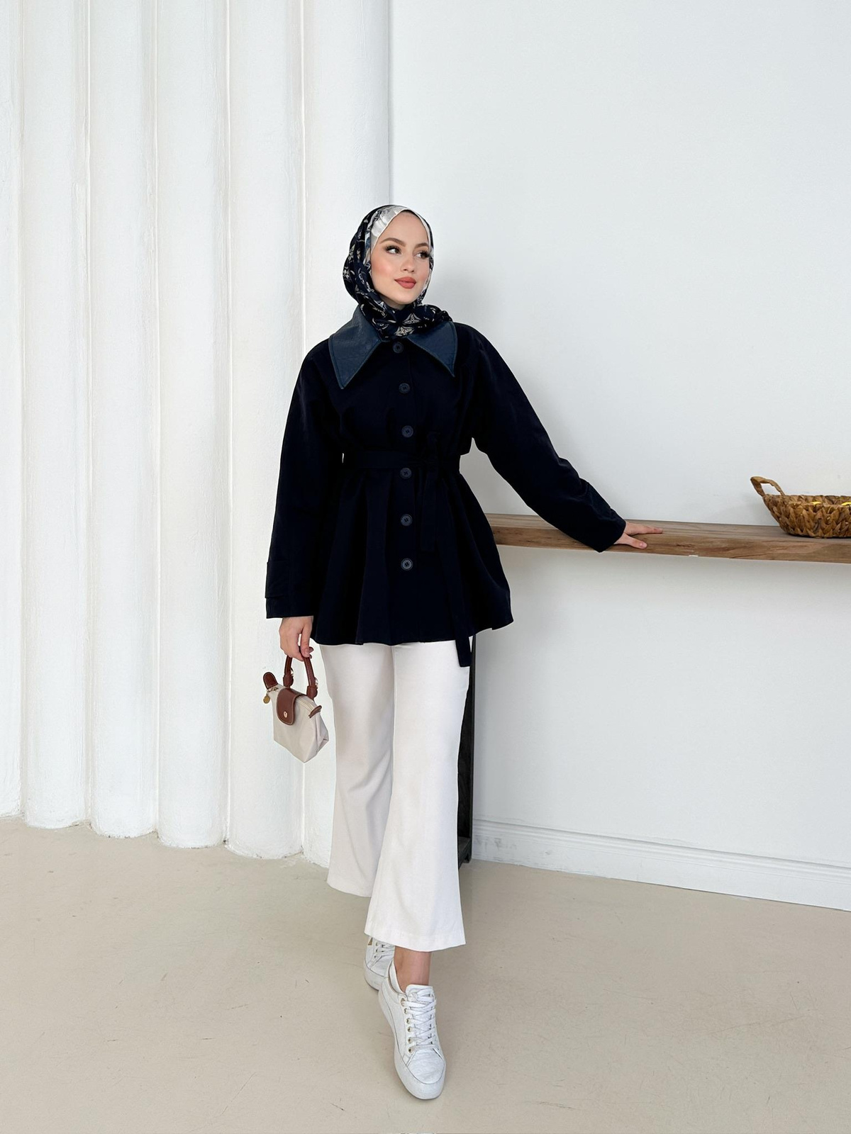Giulia Deri Yaka Trench - Lacivert
