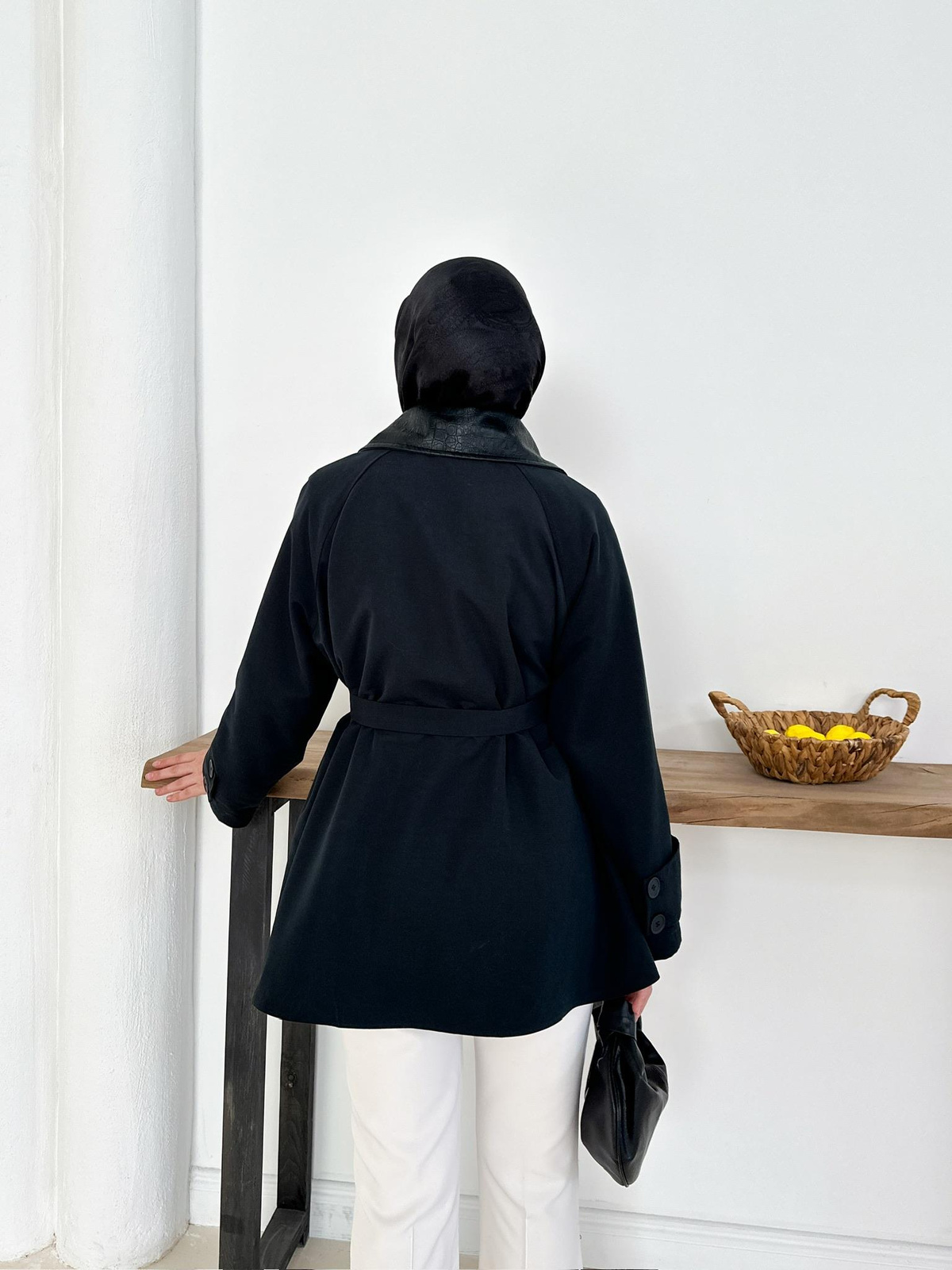 Giulia Deri Yaka Trench - Siyah