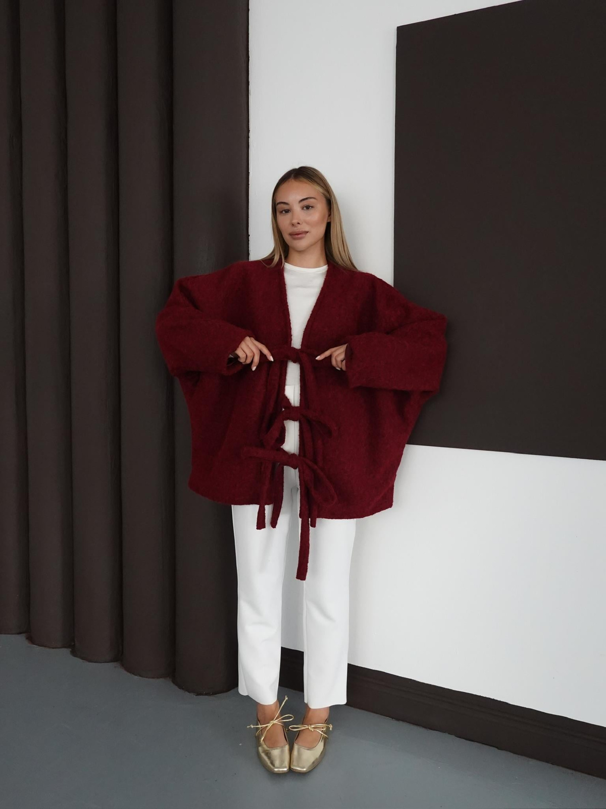 İngo Saçaklı Kaşe - Bordo