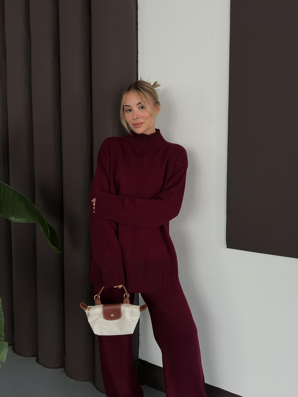 Lison Biyeli Triko Takım - Bordo