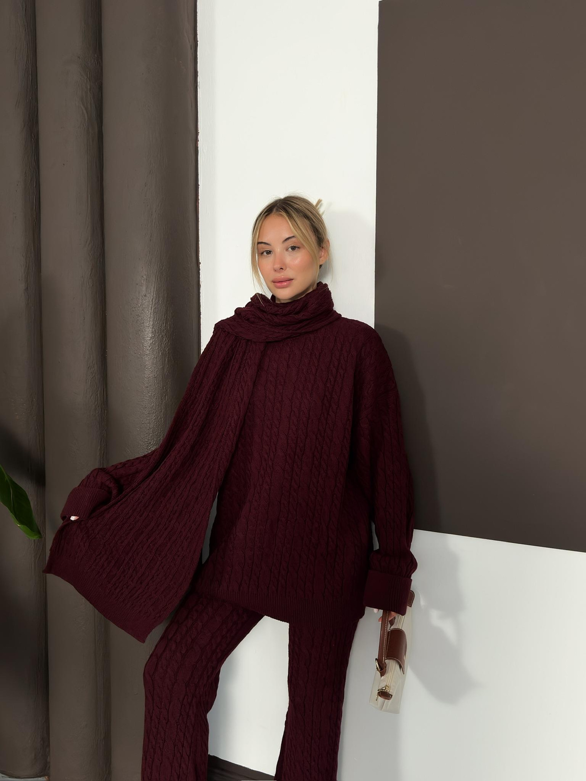 Lunara Örgü Takım - Bordo