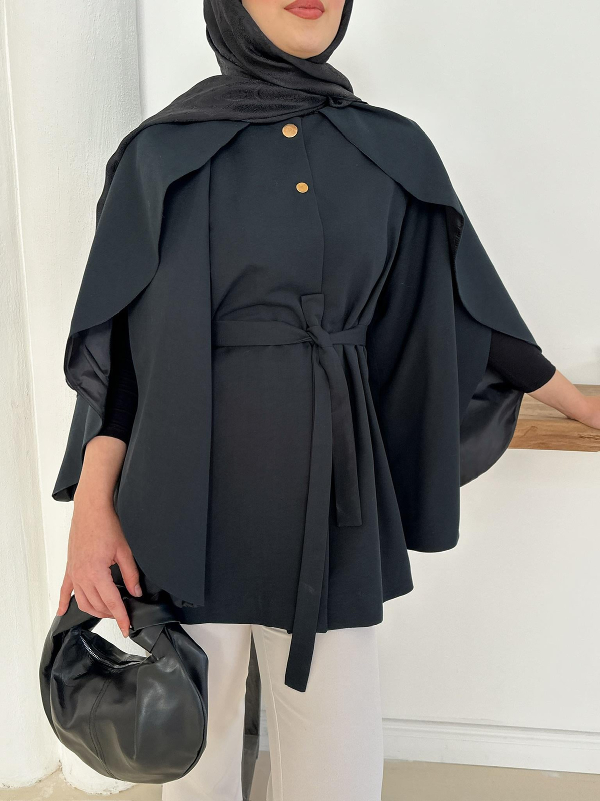Monaco Pelerin Trench - Siyah