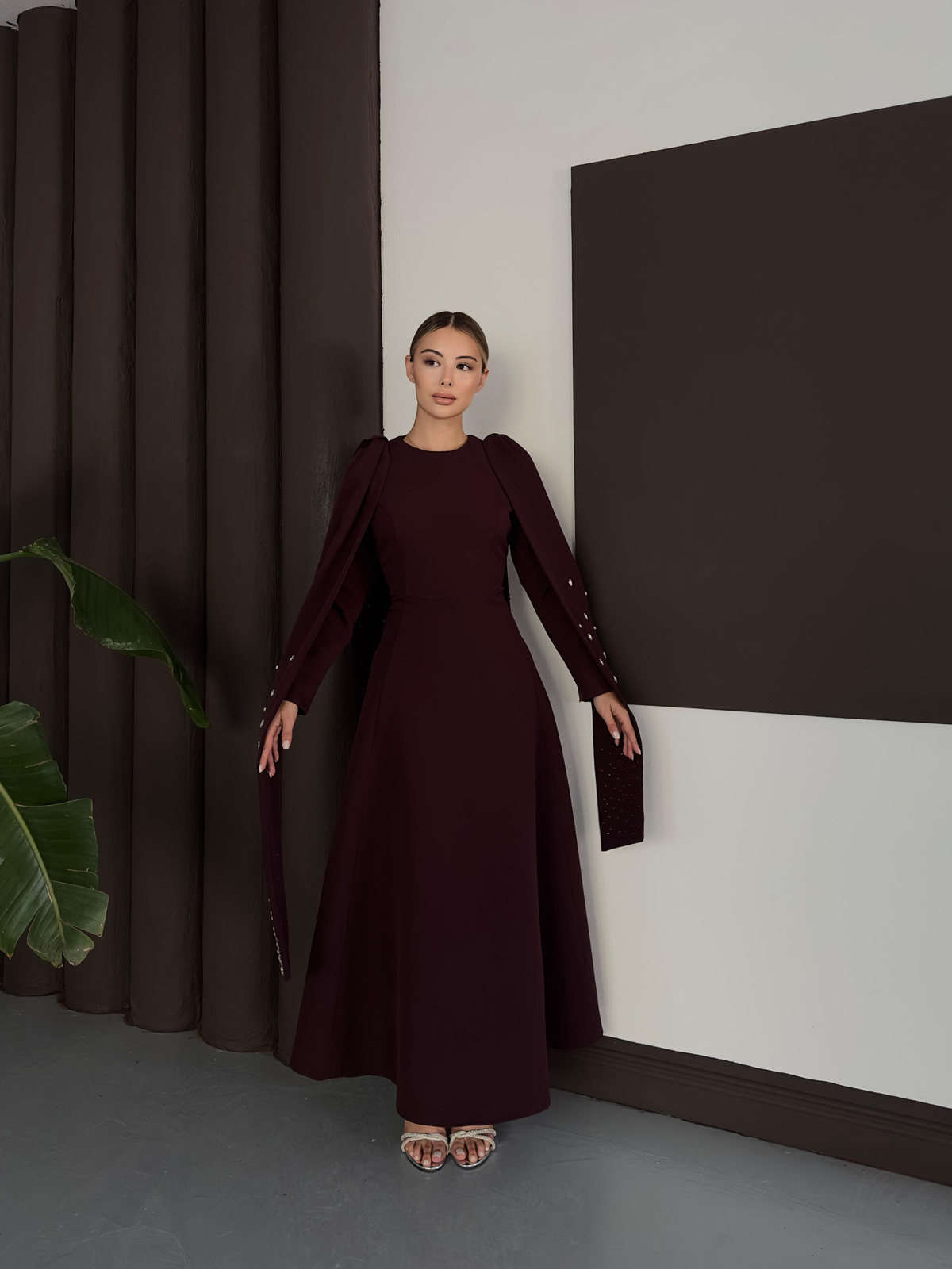 Nisva Elbise - Bordo