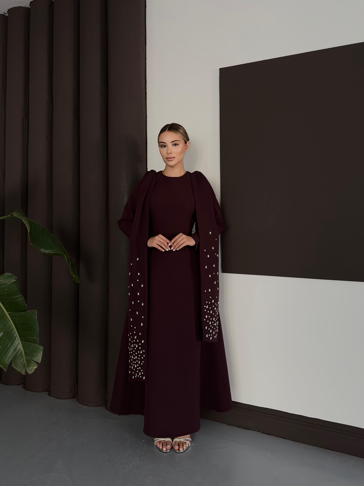 Nisva Elbise - Bordo