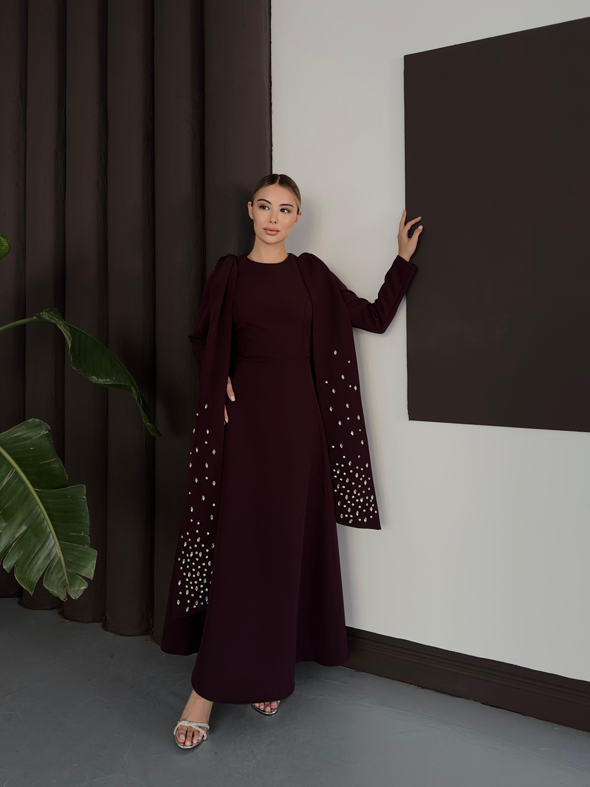 Nisva Elbise - Bordo