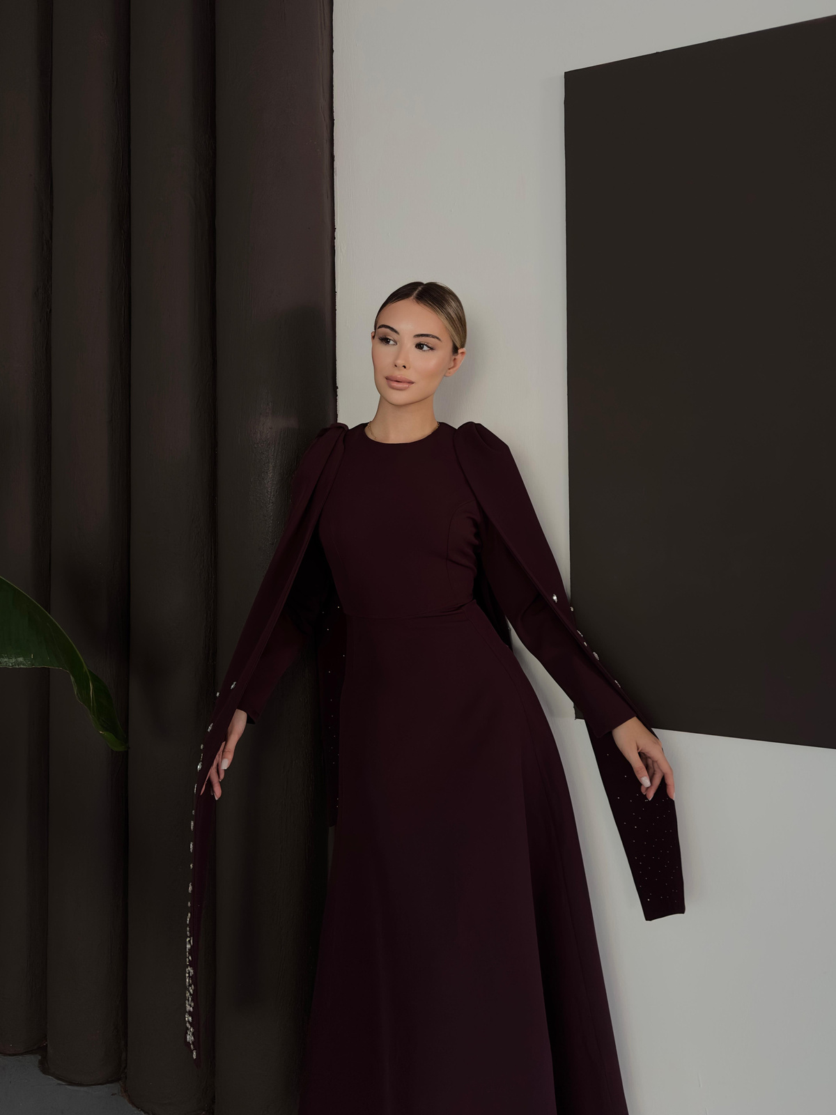 Nisva Elbise - Bordo