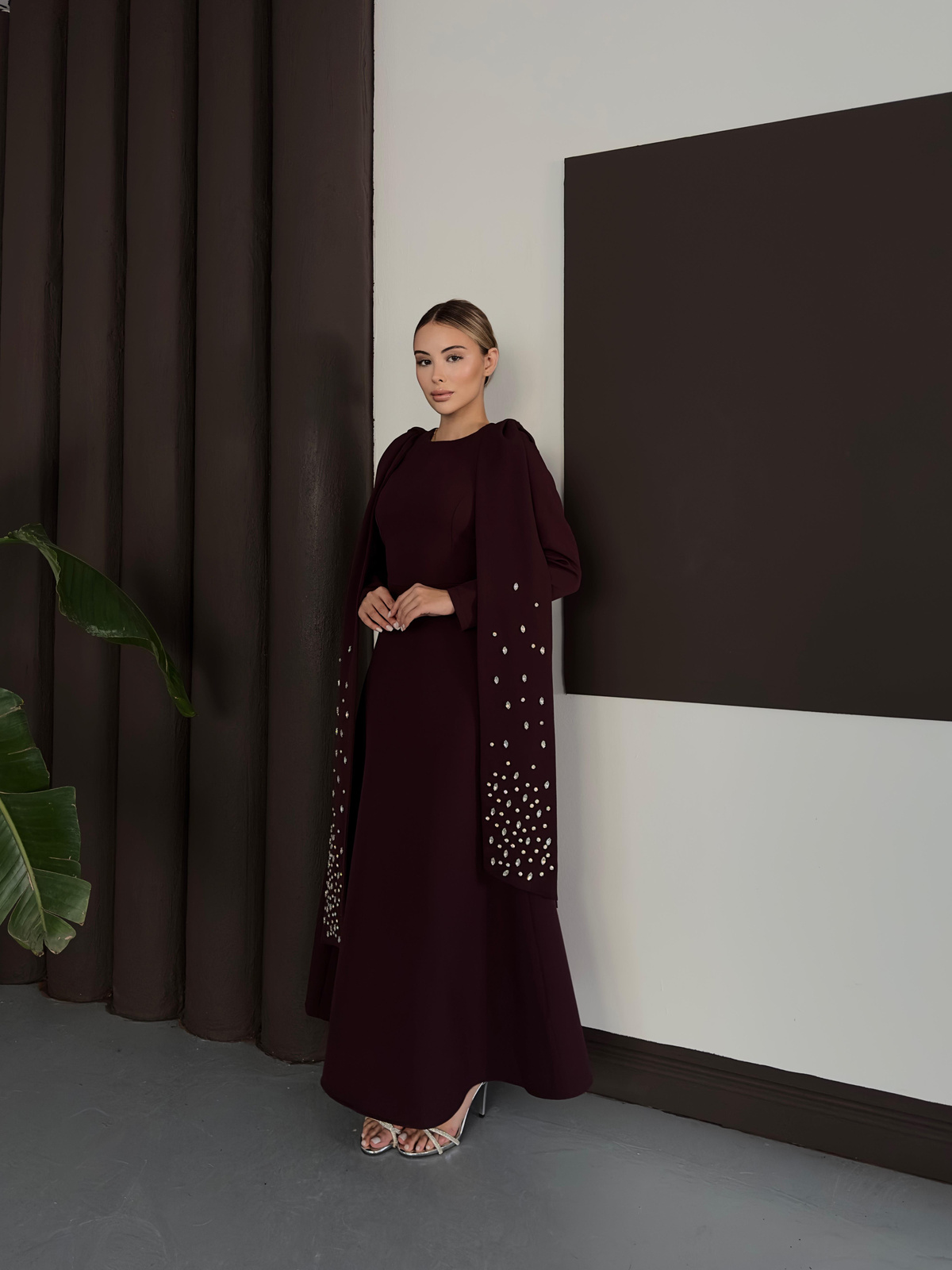 Nisva Elbise - Bordo