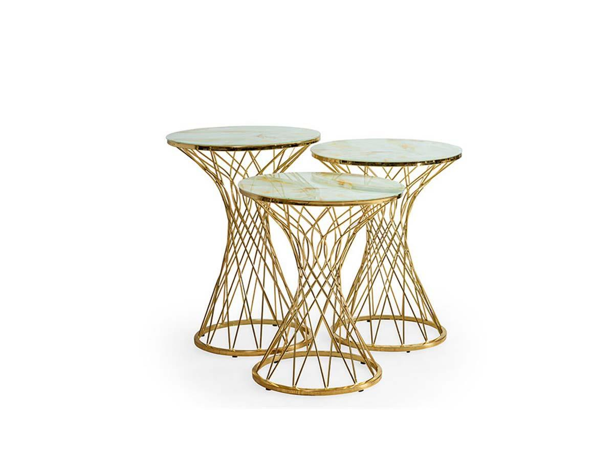 Nisan Sehpa-Sarmaşık Gold Metal Zigon Sehpa