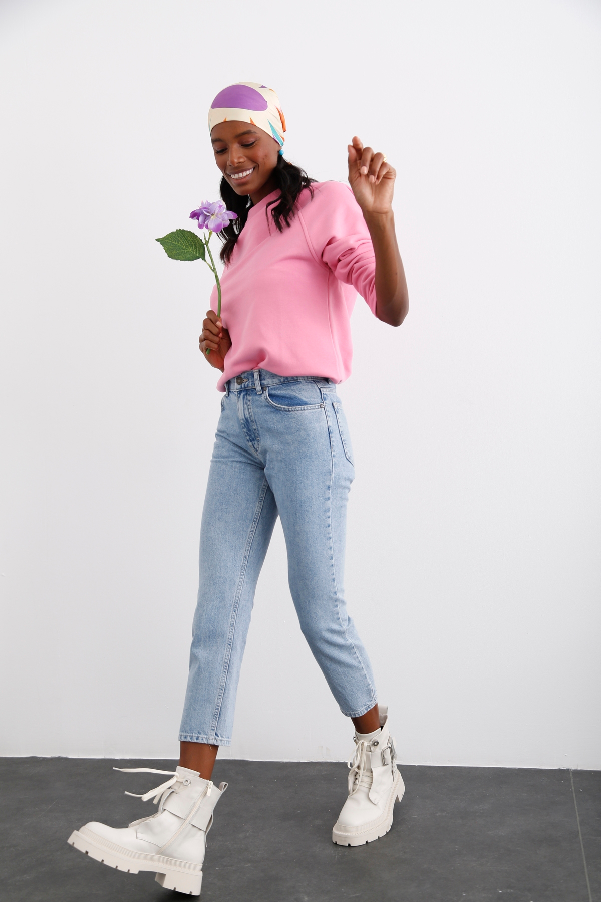Açık Mavi Yüksek Bel Boyfriend Jean 