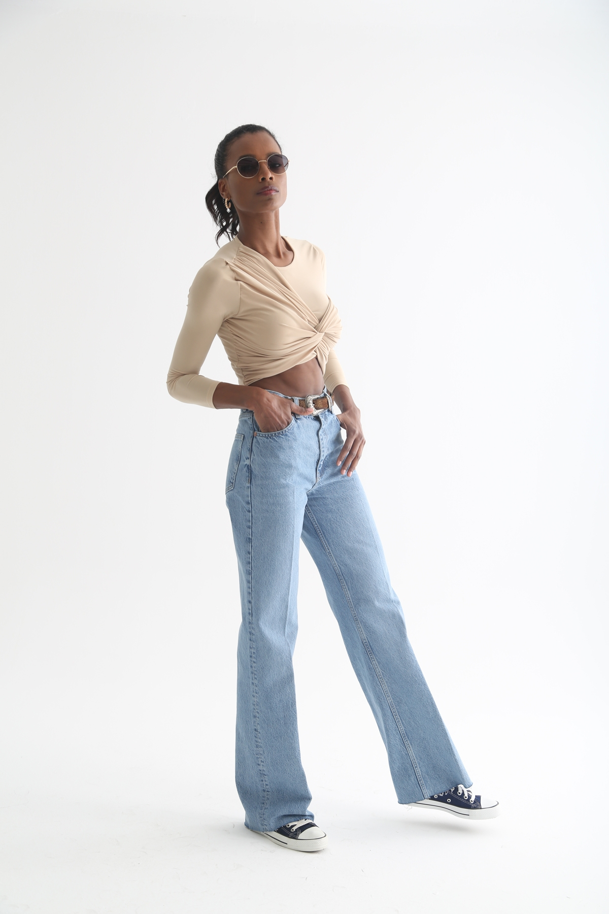 Açık Mavi Yüksek Bel Wide Leg Jean 