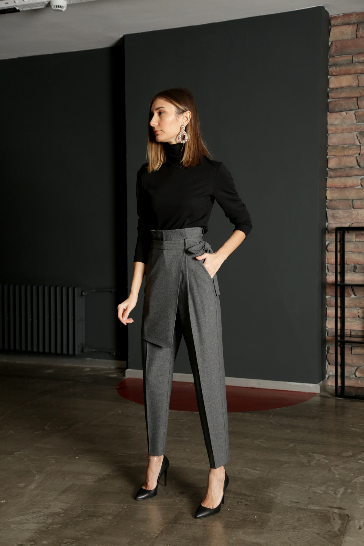 Antrasit Ekose Etekli Pantolon-P2002