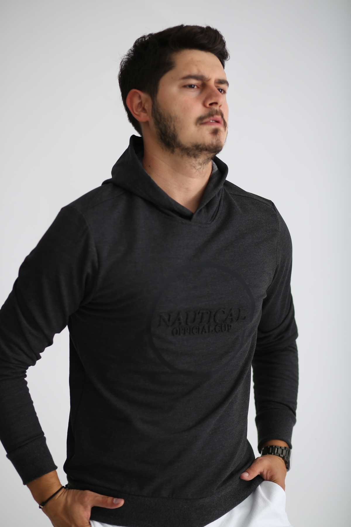 Antrasit Nautıcal Baskılı Sweatshirt SW-1001