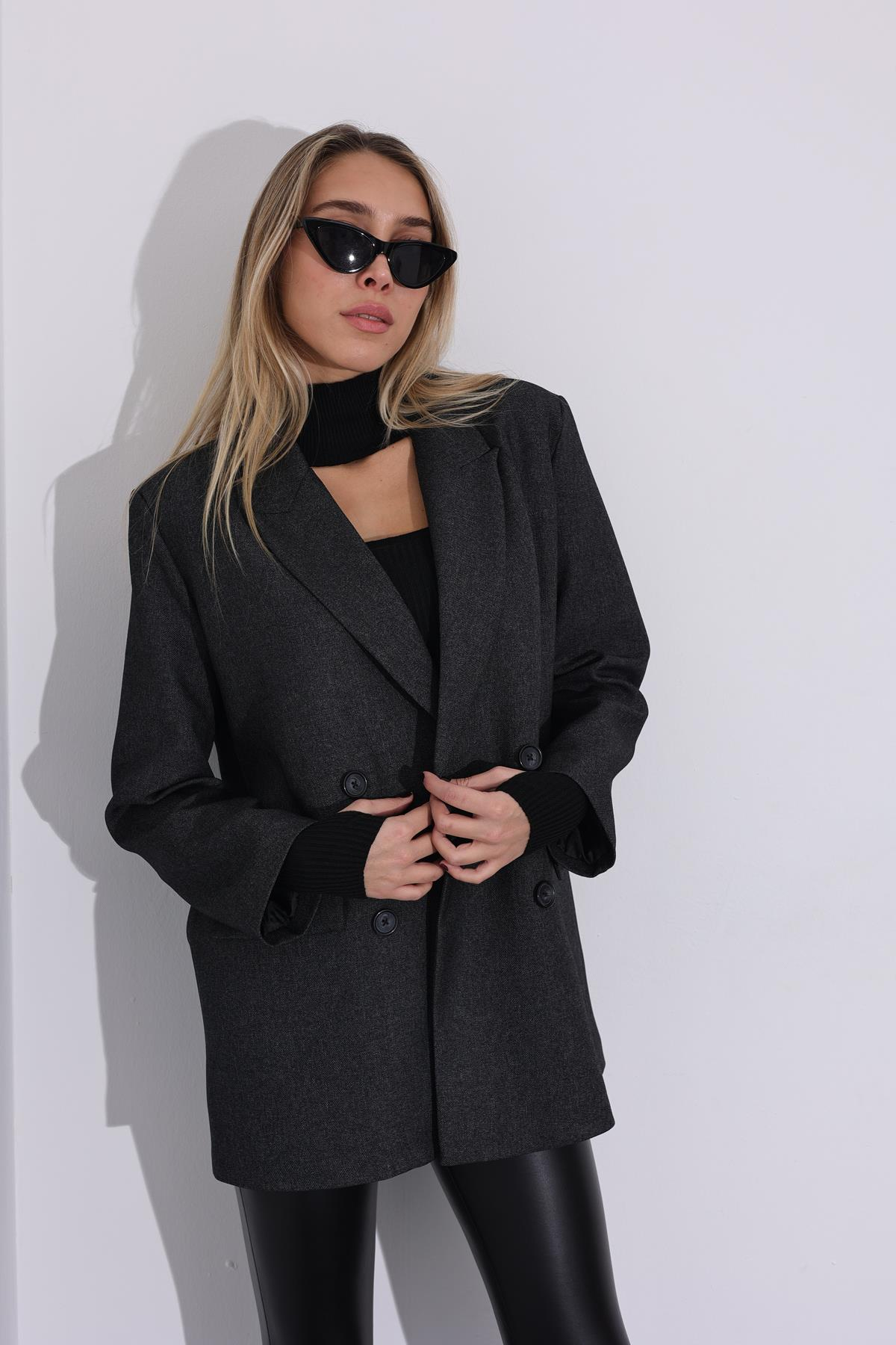 Antrasit Vatkalı Blazer Ceket 54489