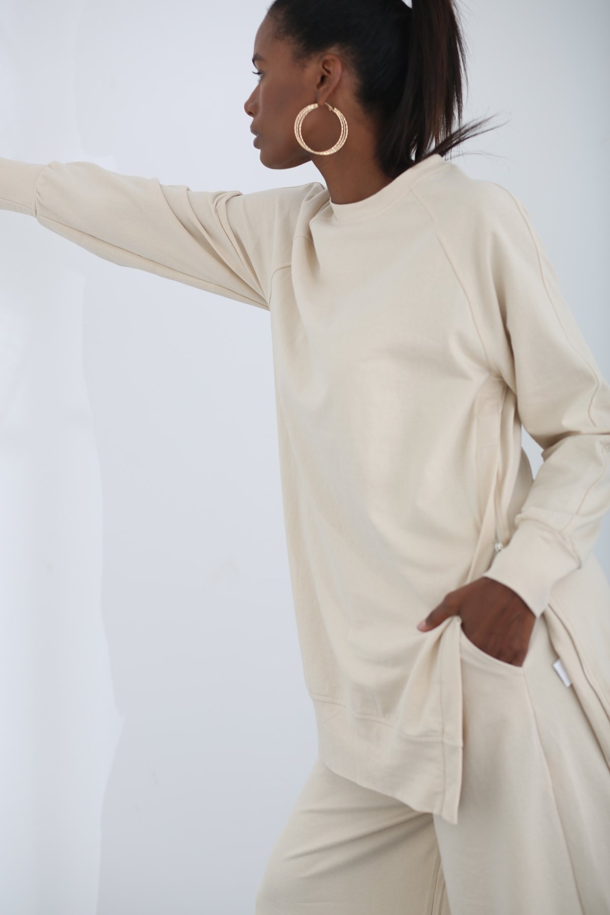Bej Oversize Sweatshirt 1315