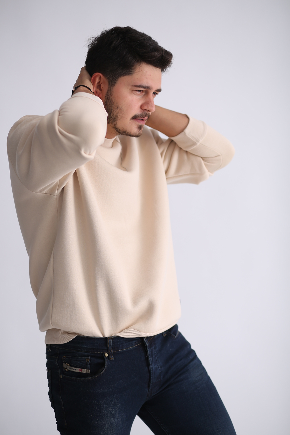 Bej Şardonlu Sweatshirt K-201-21