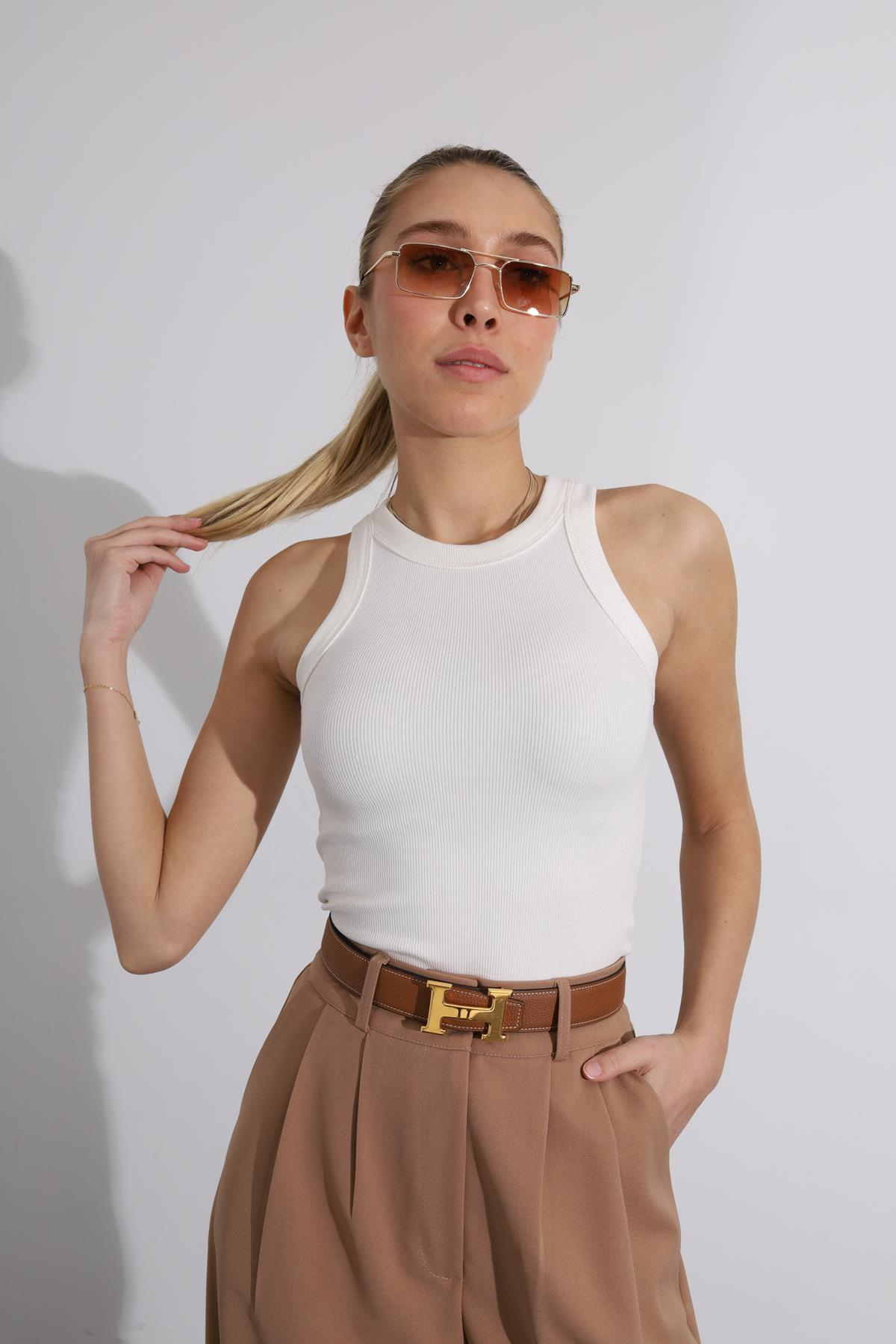 Beyaz Halter Yaka Atlet 23067