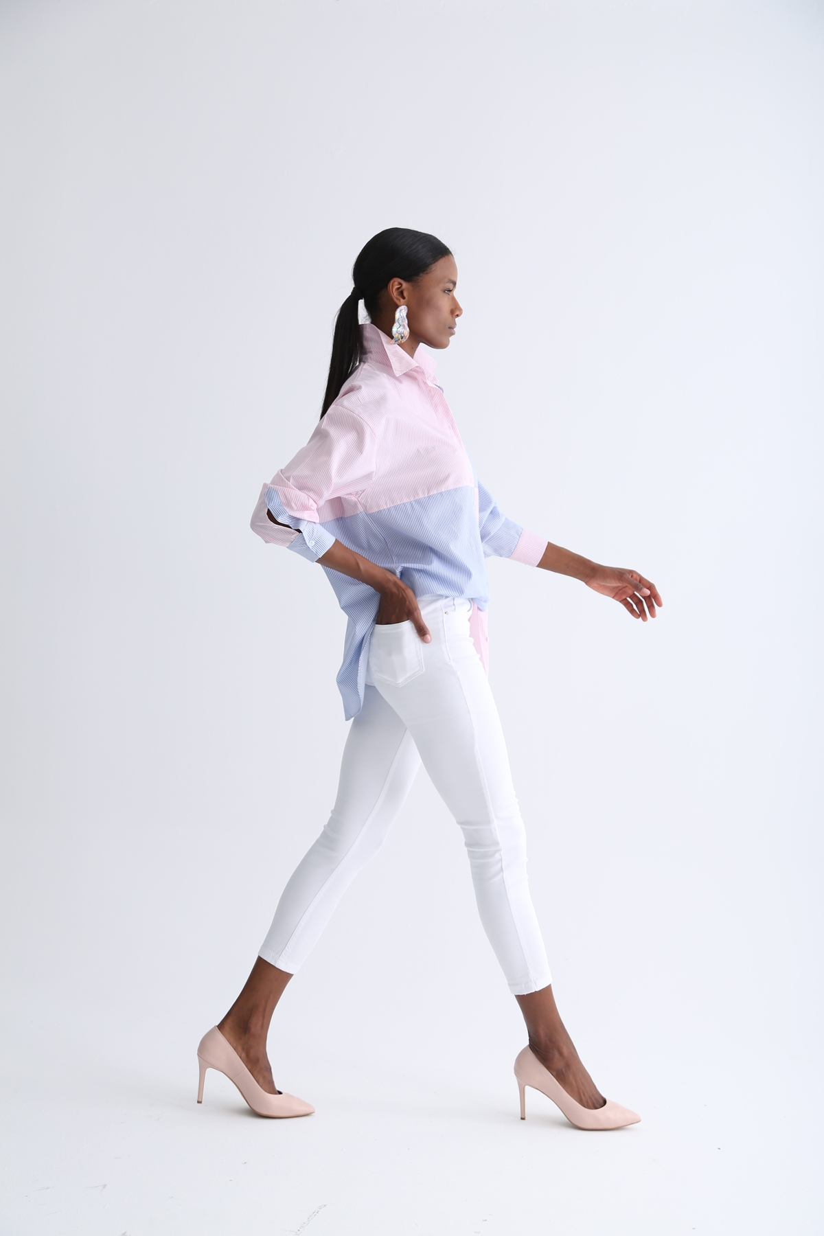 Beyaz Yüksek Bel Toparlayan Slim Fit Jean 