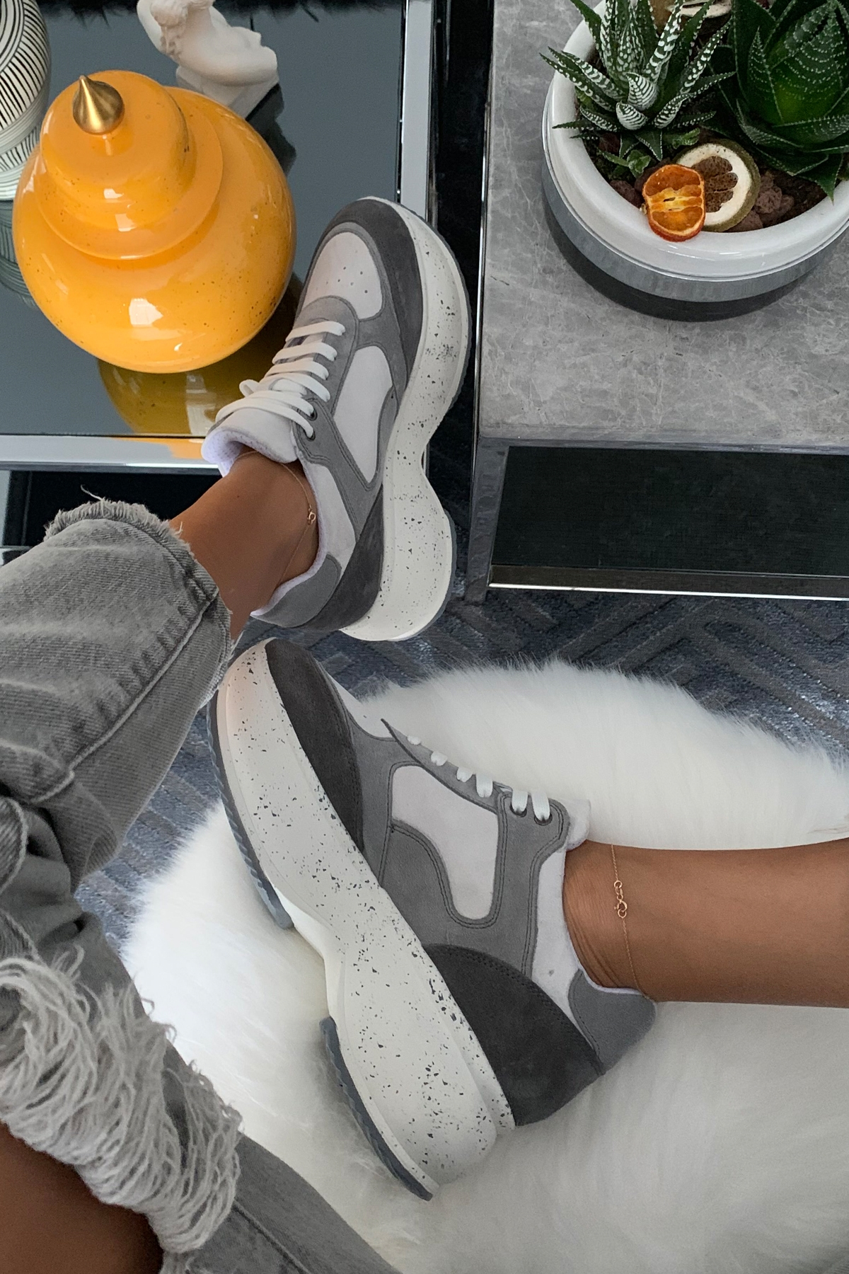 Beyaz Yüksek Taban Sneaker