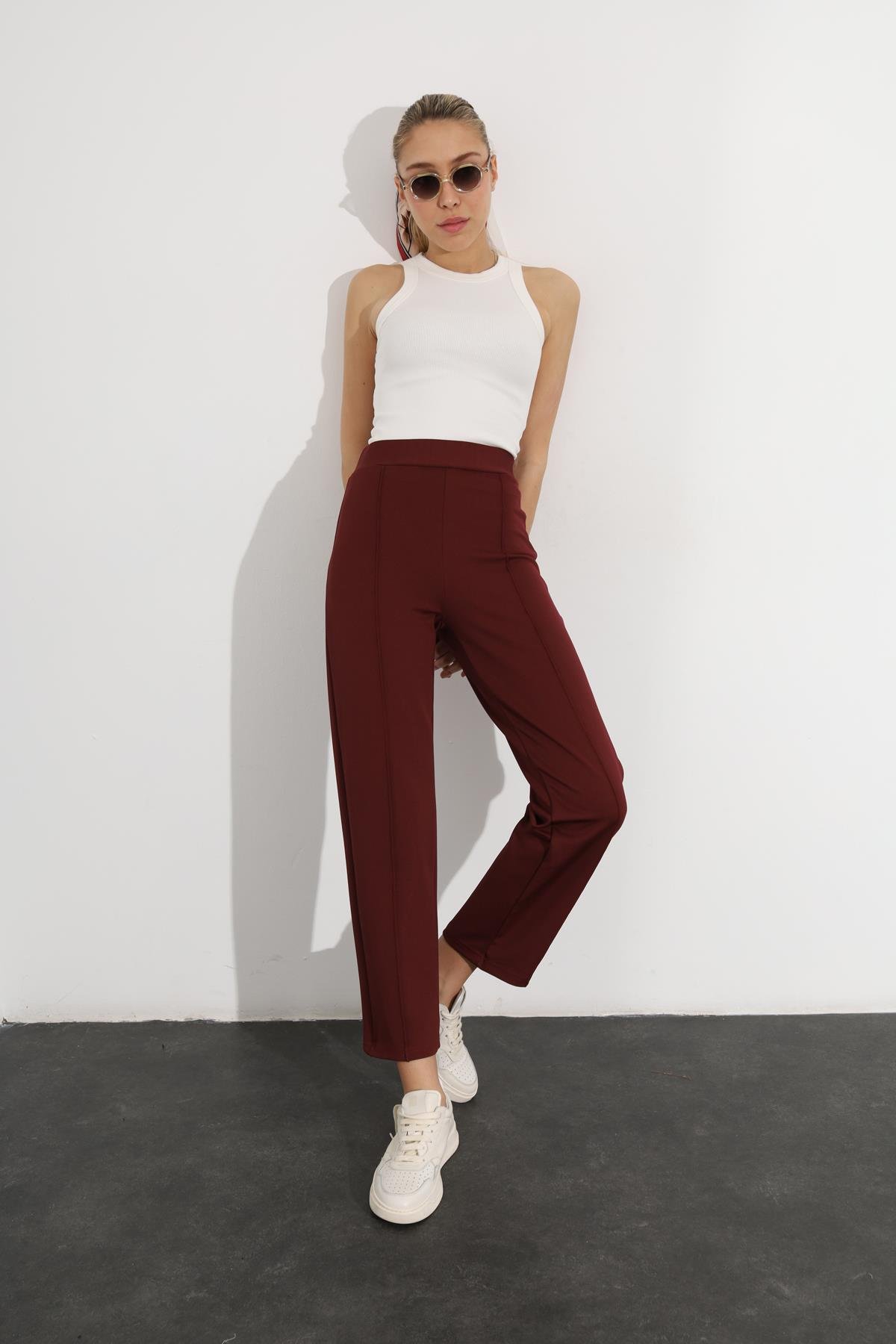 Bordo Comfort Likralı Pantolon 