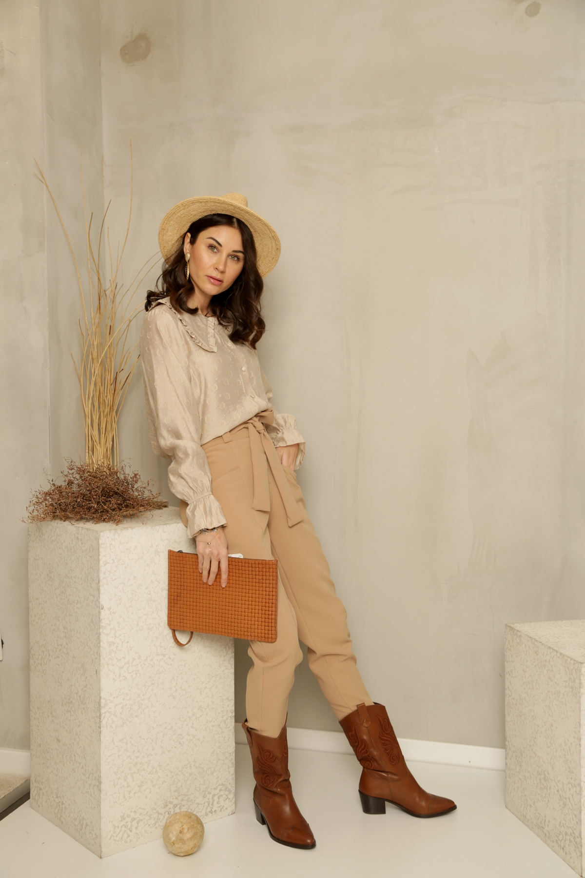 Camel Duble Paça Kuşaklı Pantolon 5999
