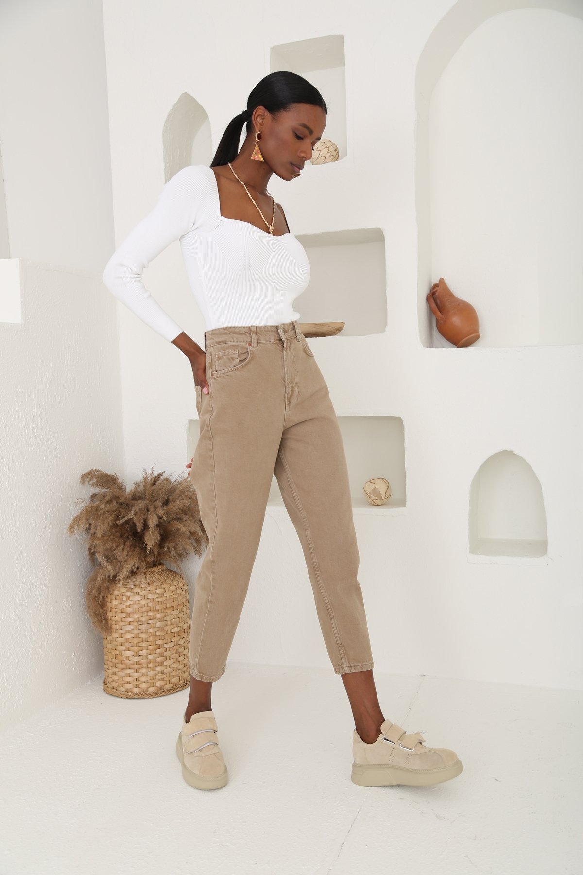 Camel Extra Yüksek Bel Mom Jean 21315