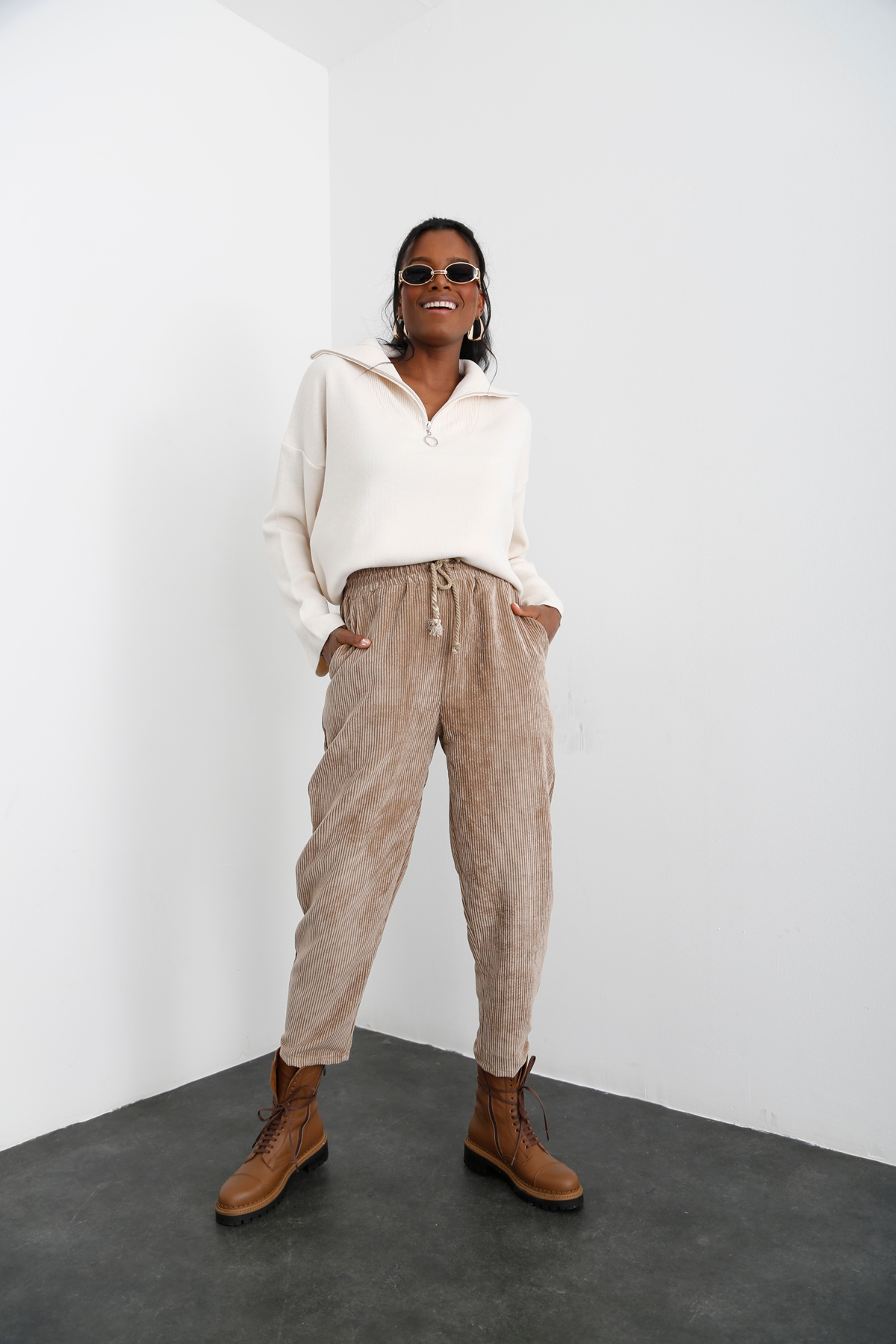 Camel Fitilli Kadife Pantolon 0124
