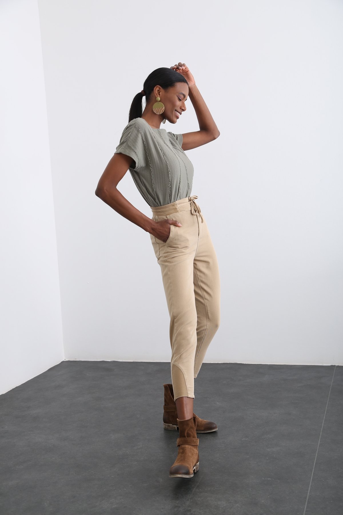 Camel Ribana Detaylı Pantolon 4489