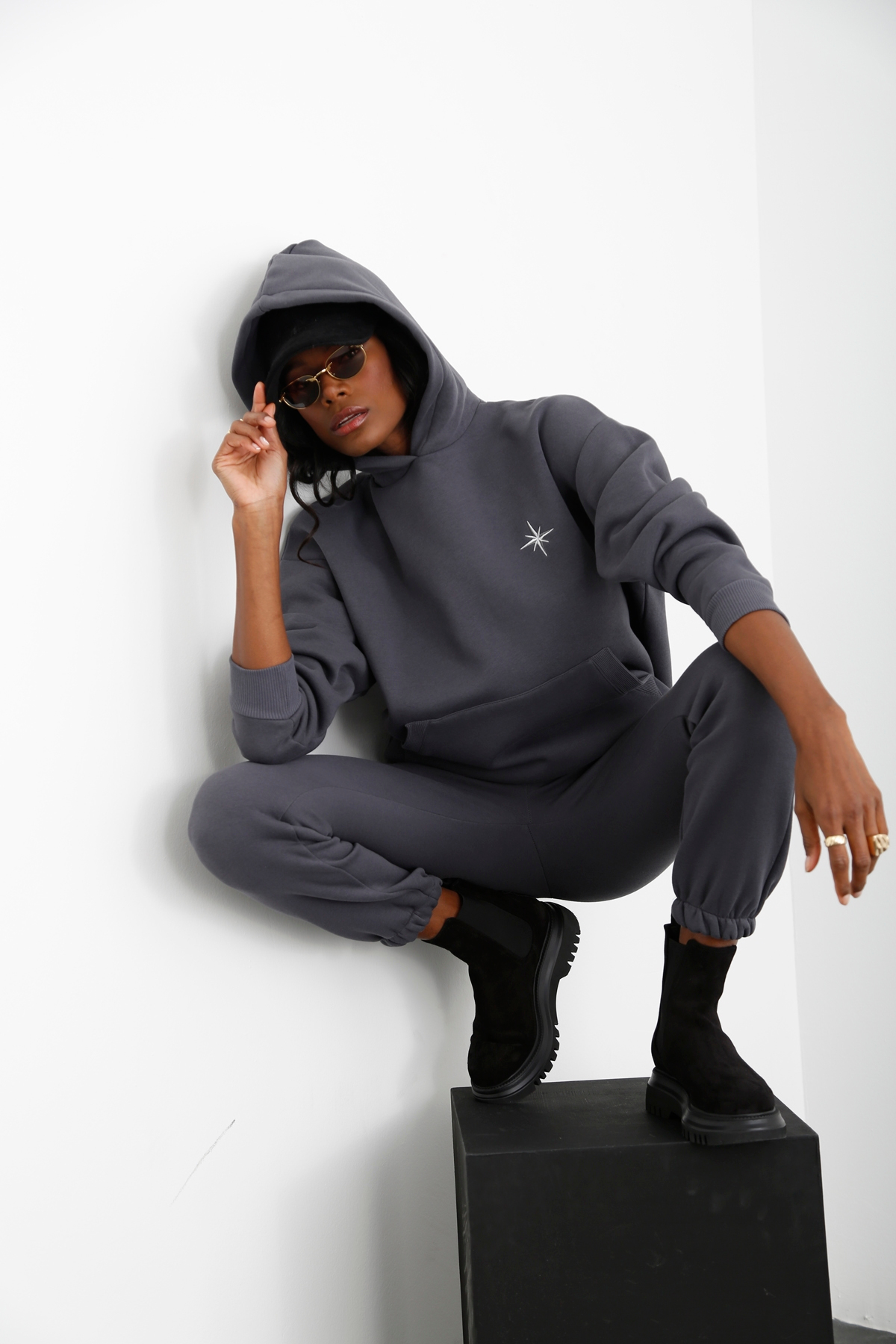 Duman Kapüşonlu Şardonlu Sweatshirt 