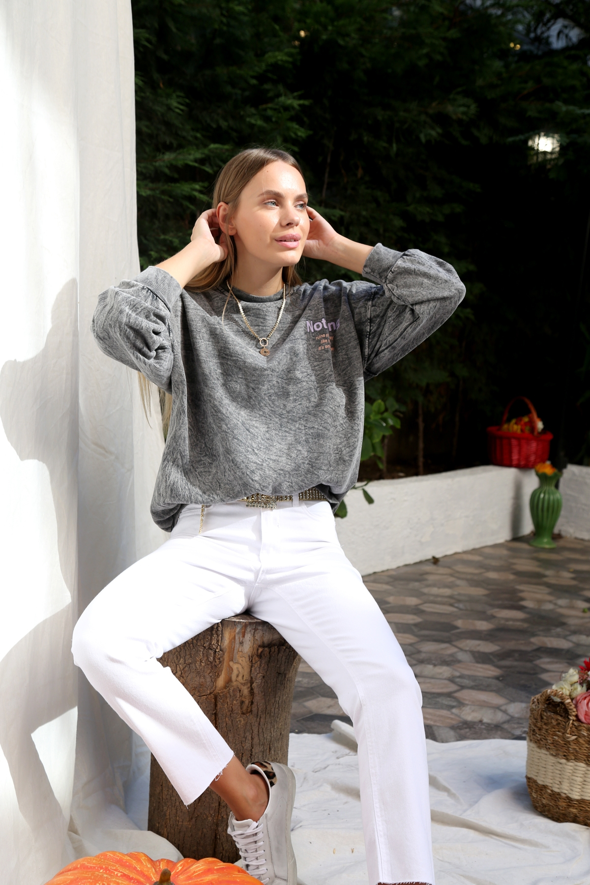 Duman Nothing Baskılı Sweatshirt 7229