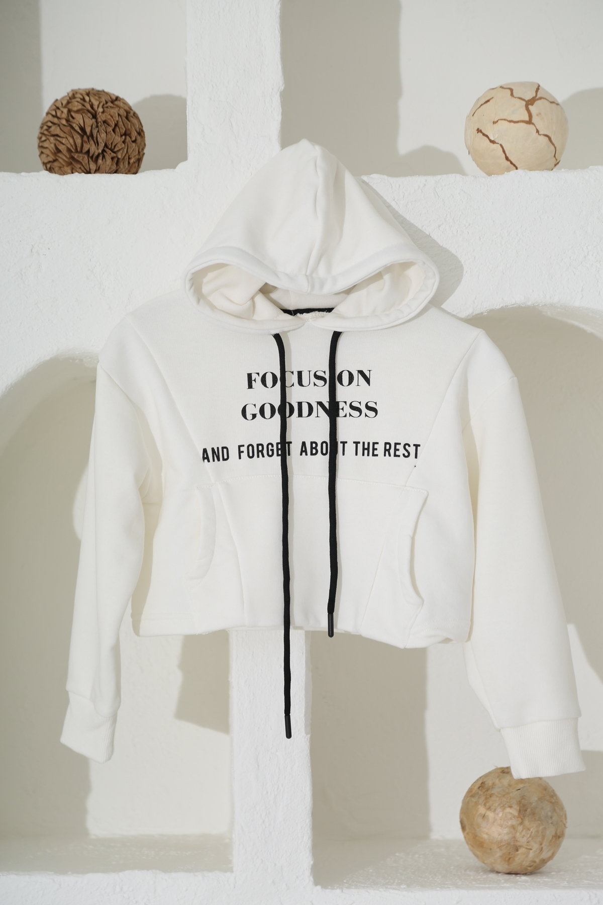 Ekru Focus Baskılı Çocuk Sweatshirt 