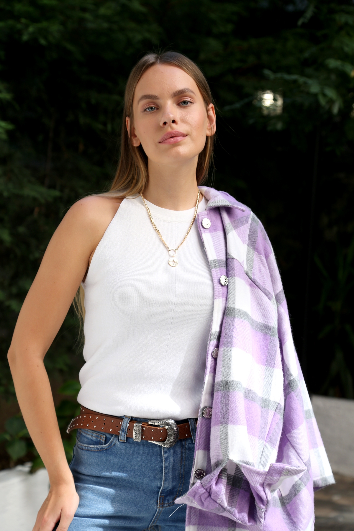 Ekru Halter Kesim Triko 
