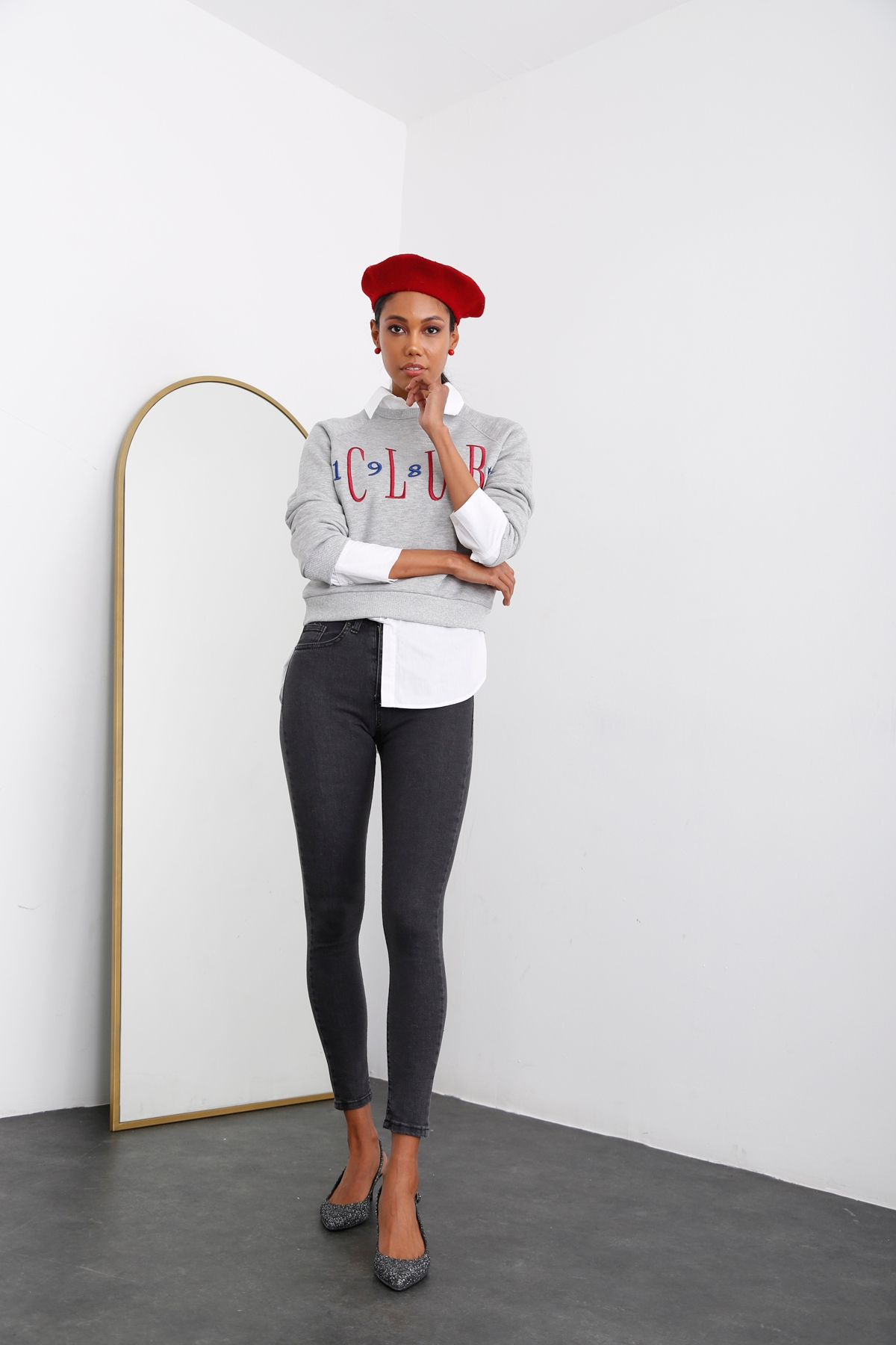 Füme Yüksek Bel Toparlayan Slim Fit Jean 