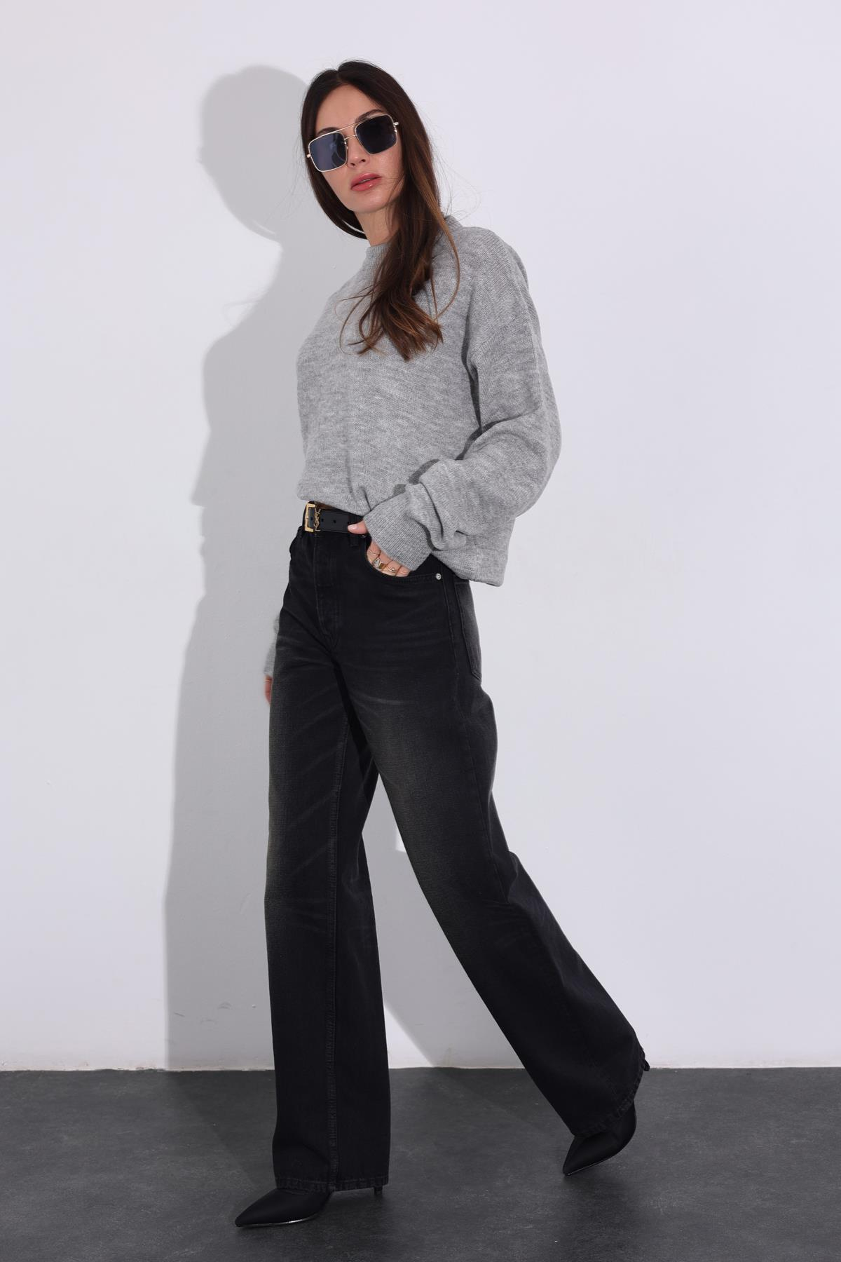 Füme Yüksek Bel Wide Leg Jean 