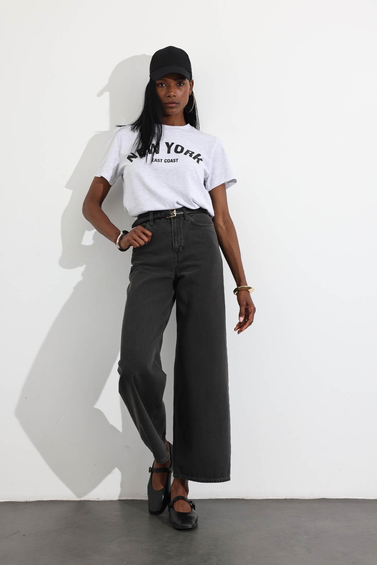 Füme Yüksek Bel Yumuşak Wide Leg Jean 