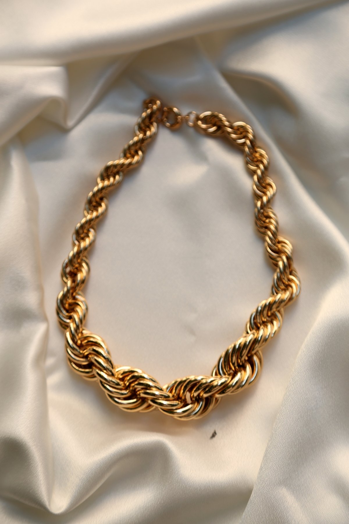 Gold Geçmeli Kalın Burgu Kolye 