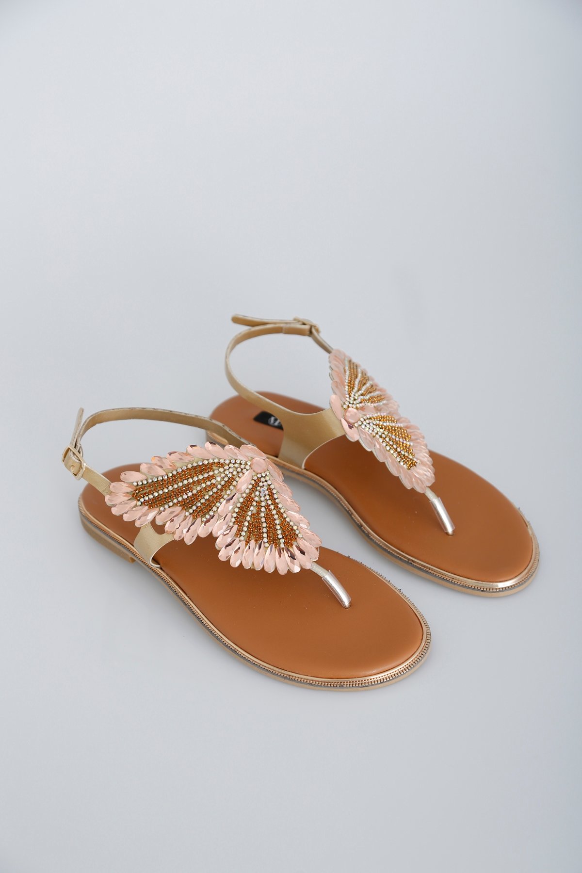 Gold Kelebekli Sandalet 
