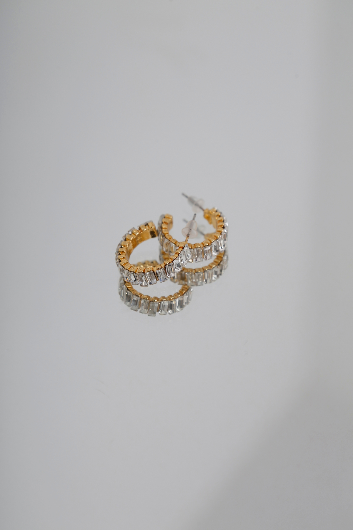 Gold Zirkon Taşlı Halka Küpe 