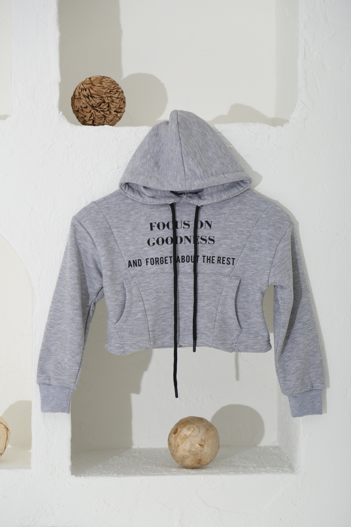 Gri Focus Baskılı Çocuk Sweatshirt 
