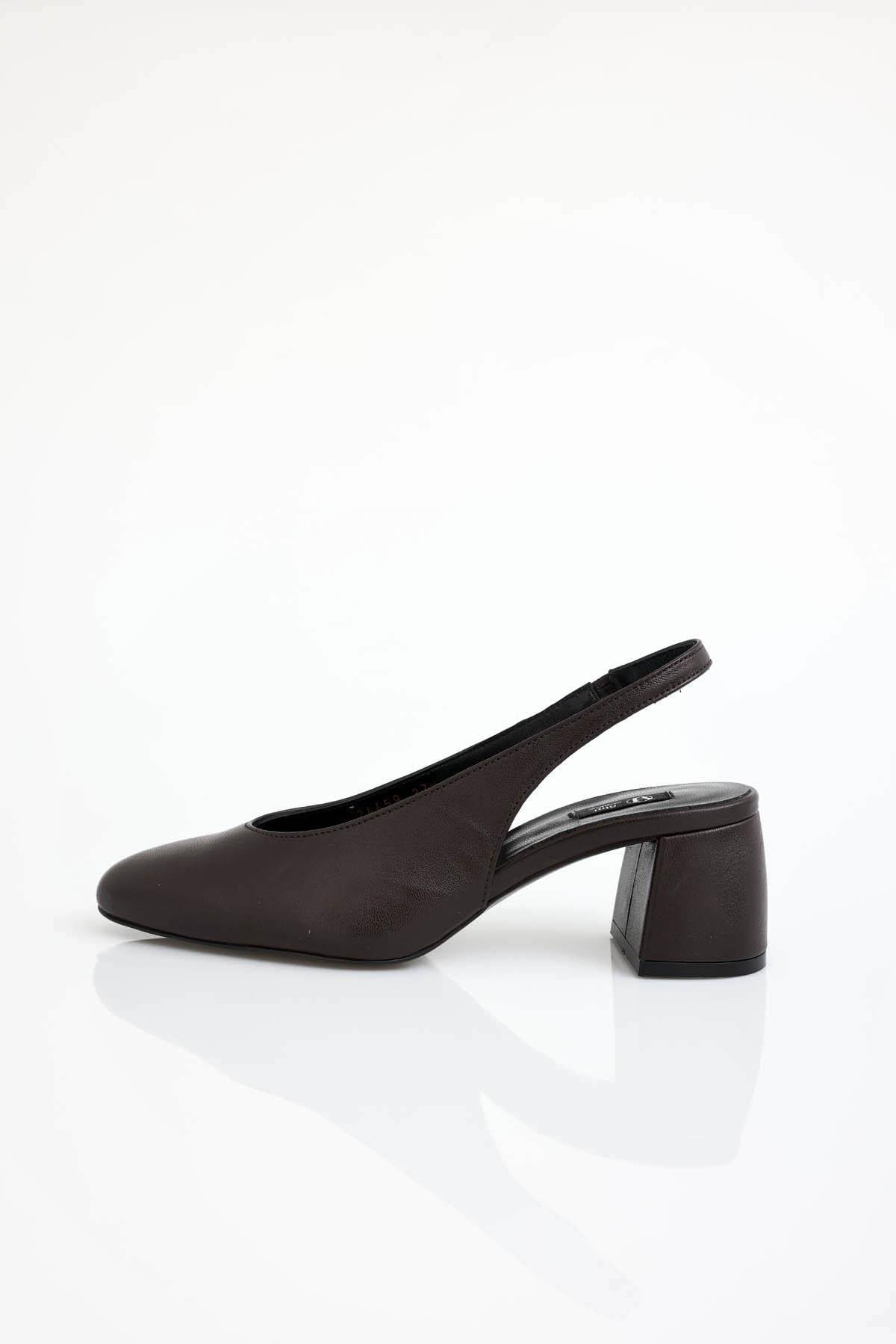 Kahverengi Arkası Açık Topuklu Ayakkabı 24459