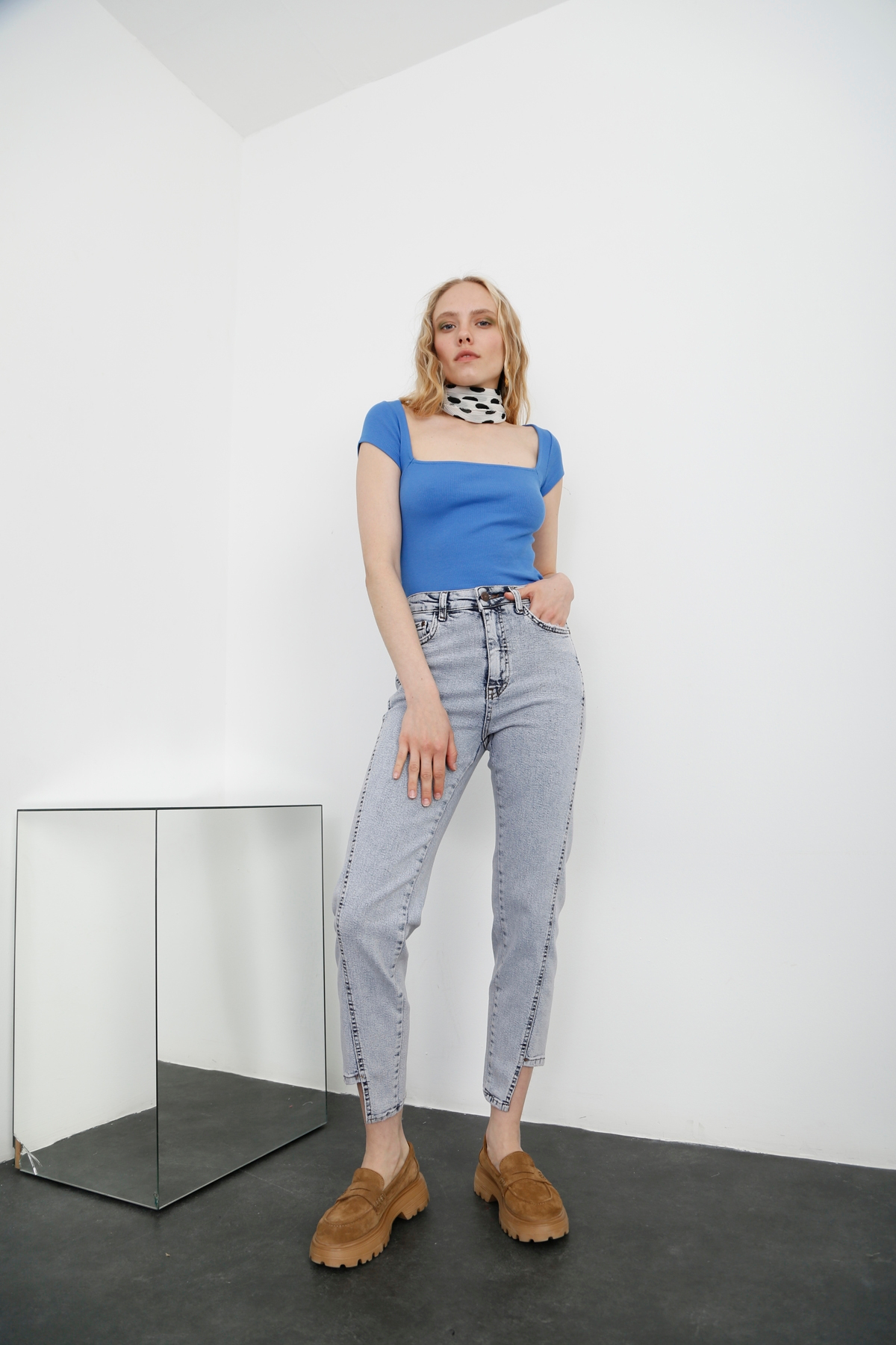 Kar Yıkamalı Yüksek Bel Boyfit Jean D.570
