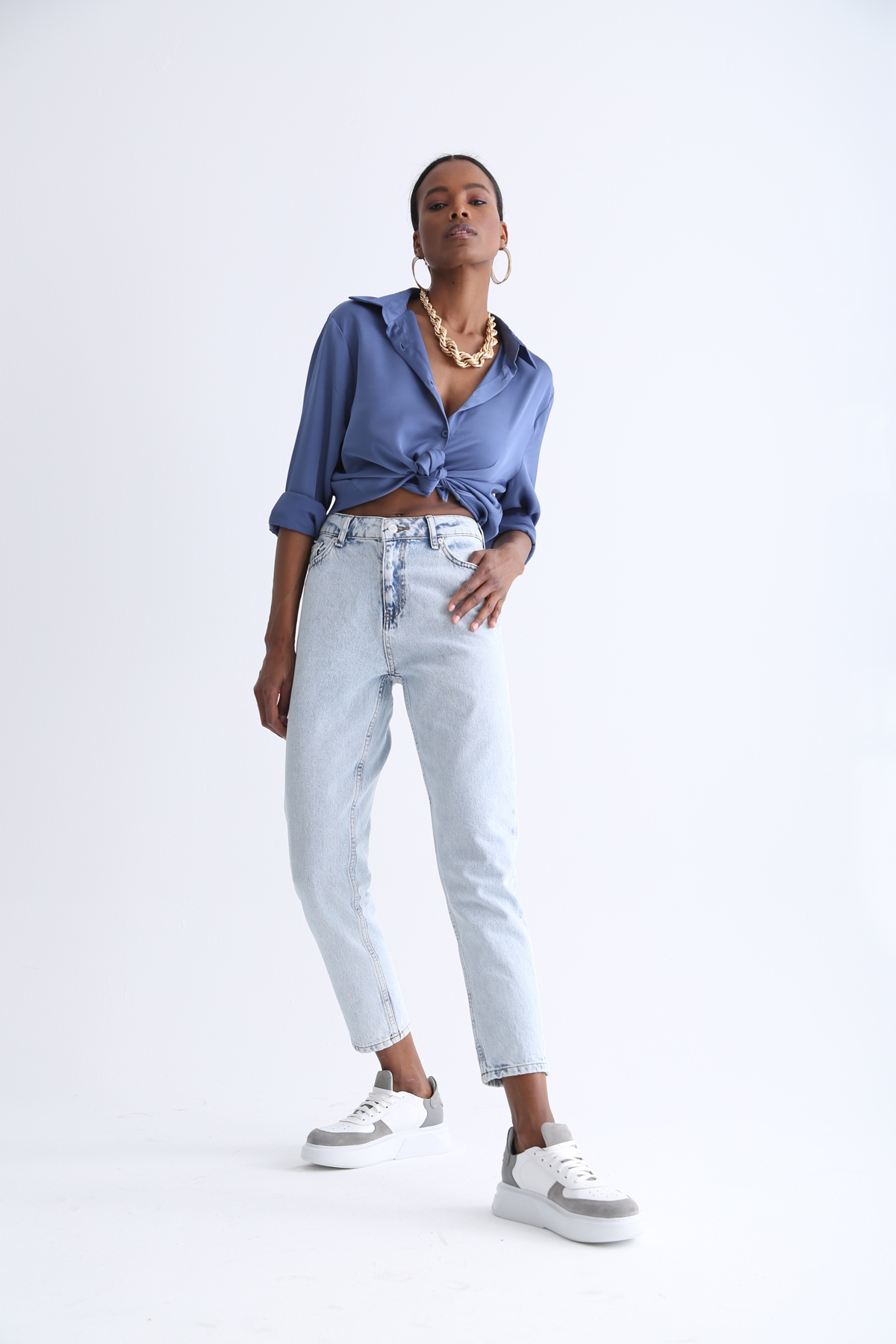 Kar Yıkamalı Yüksek Bel Mom Fit Jean 1915