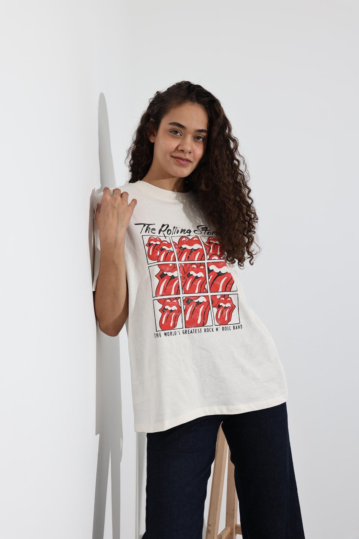 Kemik The Rolling Stones Baskılı Tişört 