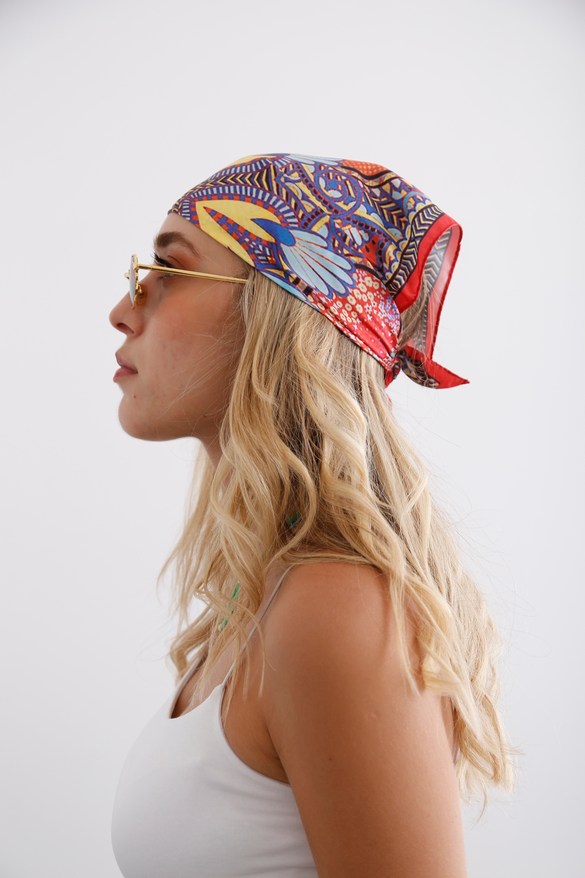 Kırmızı Patchwork Desenli Bandana 