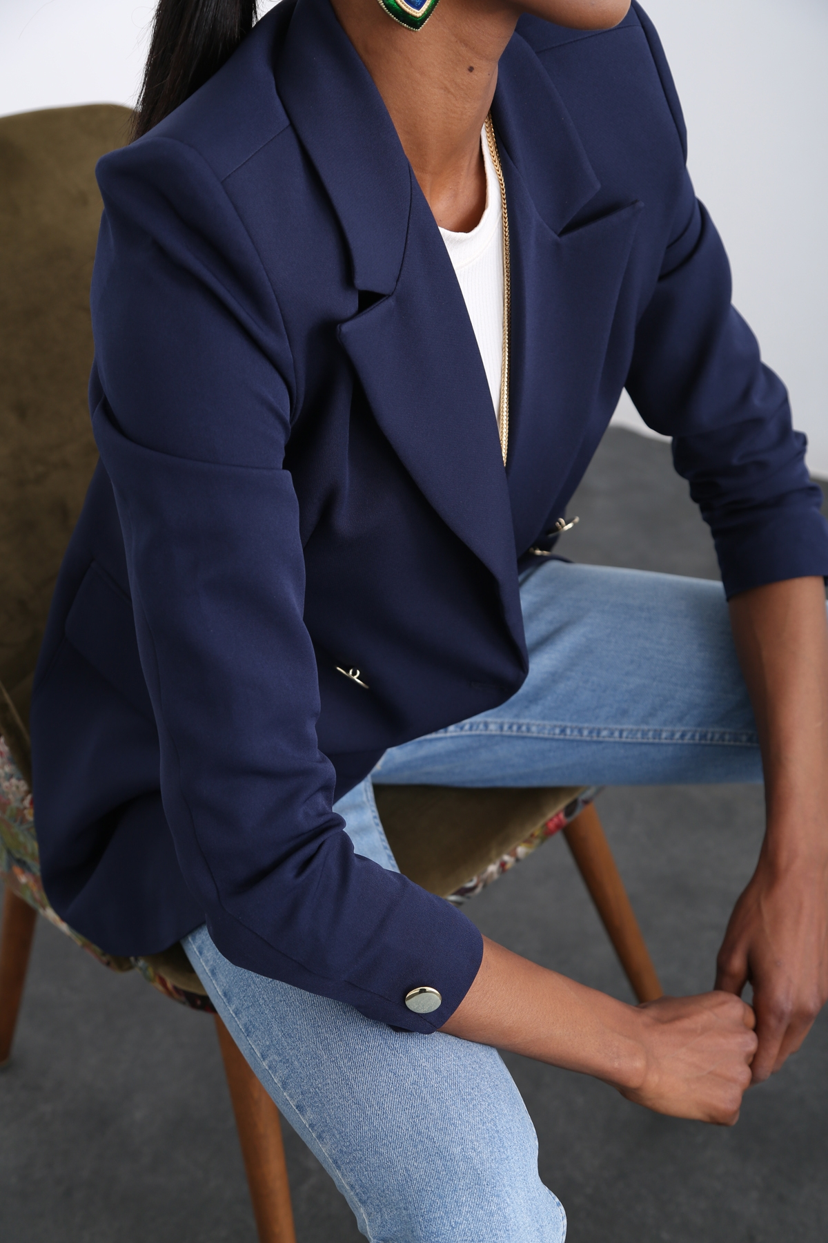 Lacivert Dört Düğme Blazer Ceket 3154