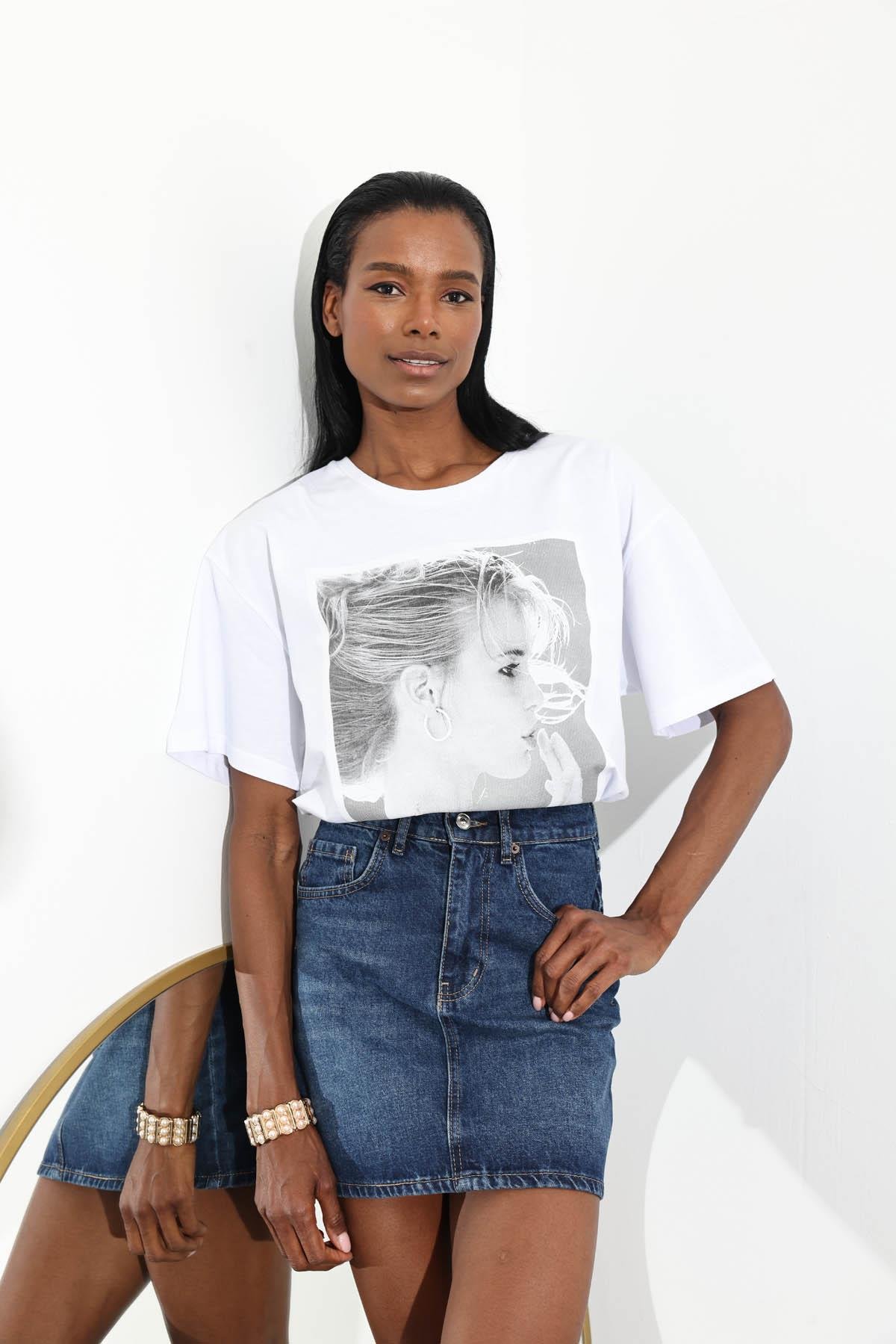 Lacivert Mini Denim Etek 