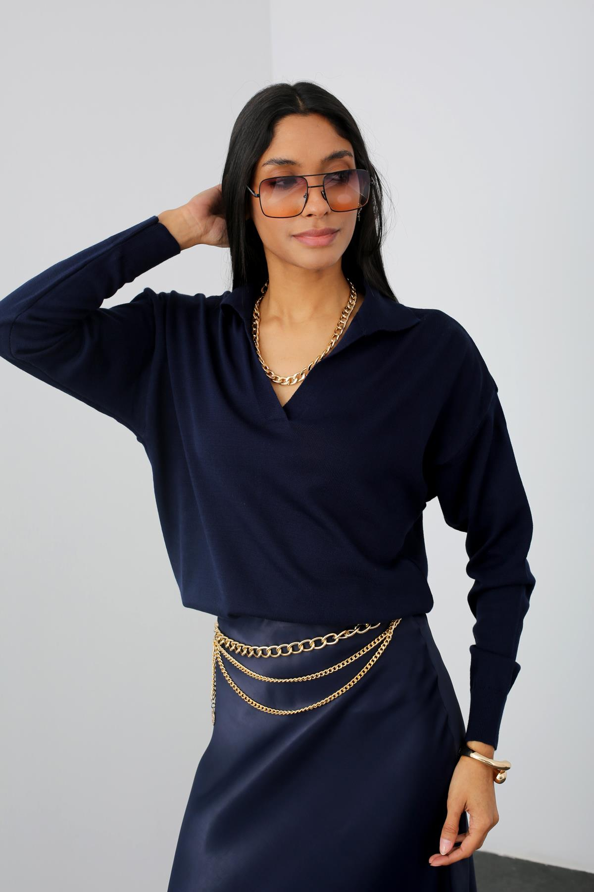 Lacivert Polo Yaka Triko 210239
