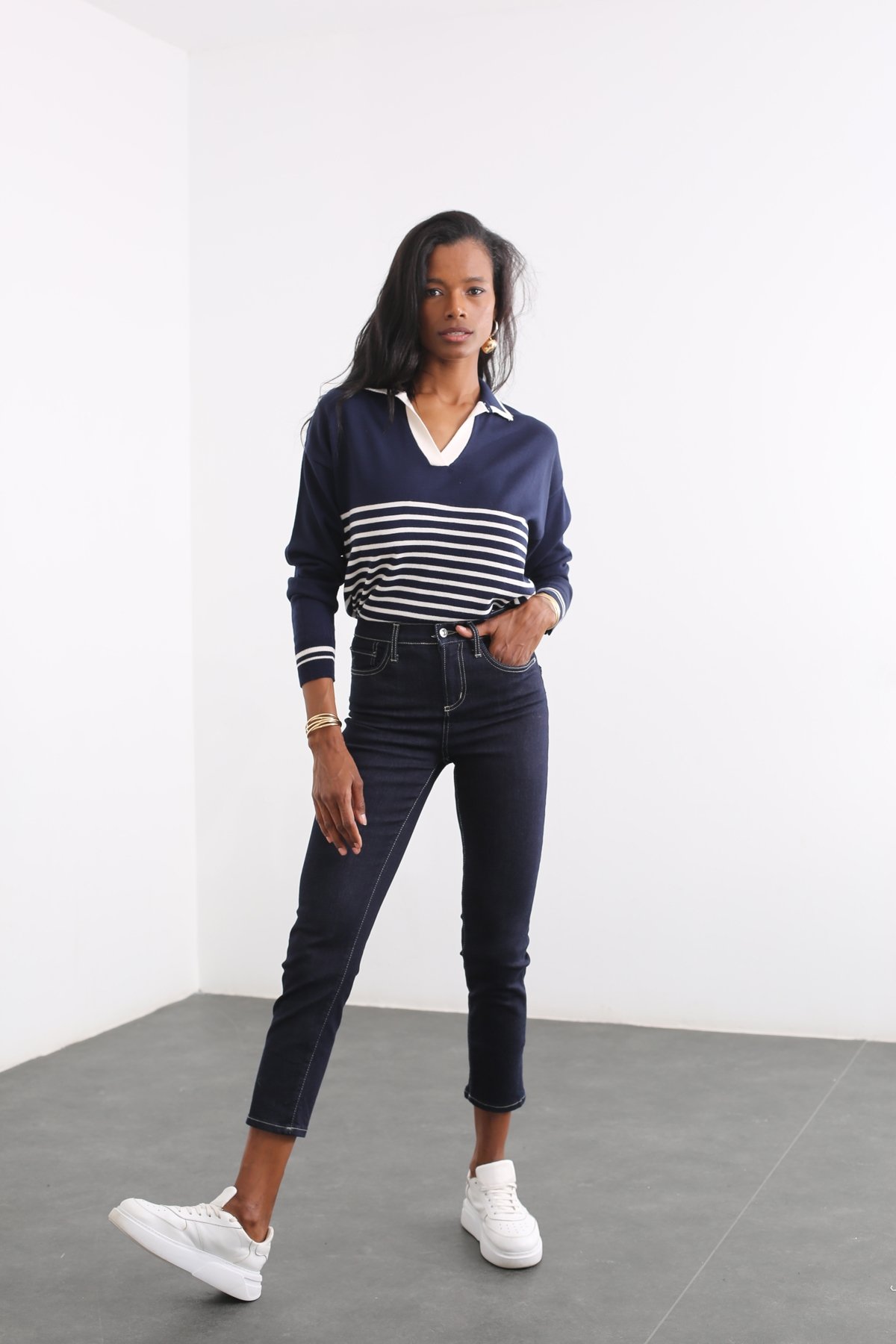 Lacivert Yüksek Bel Skinny Jean 