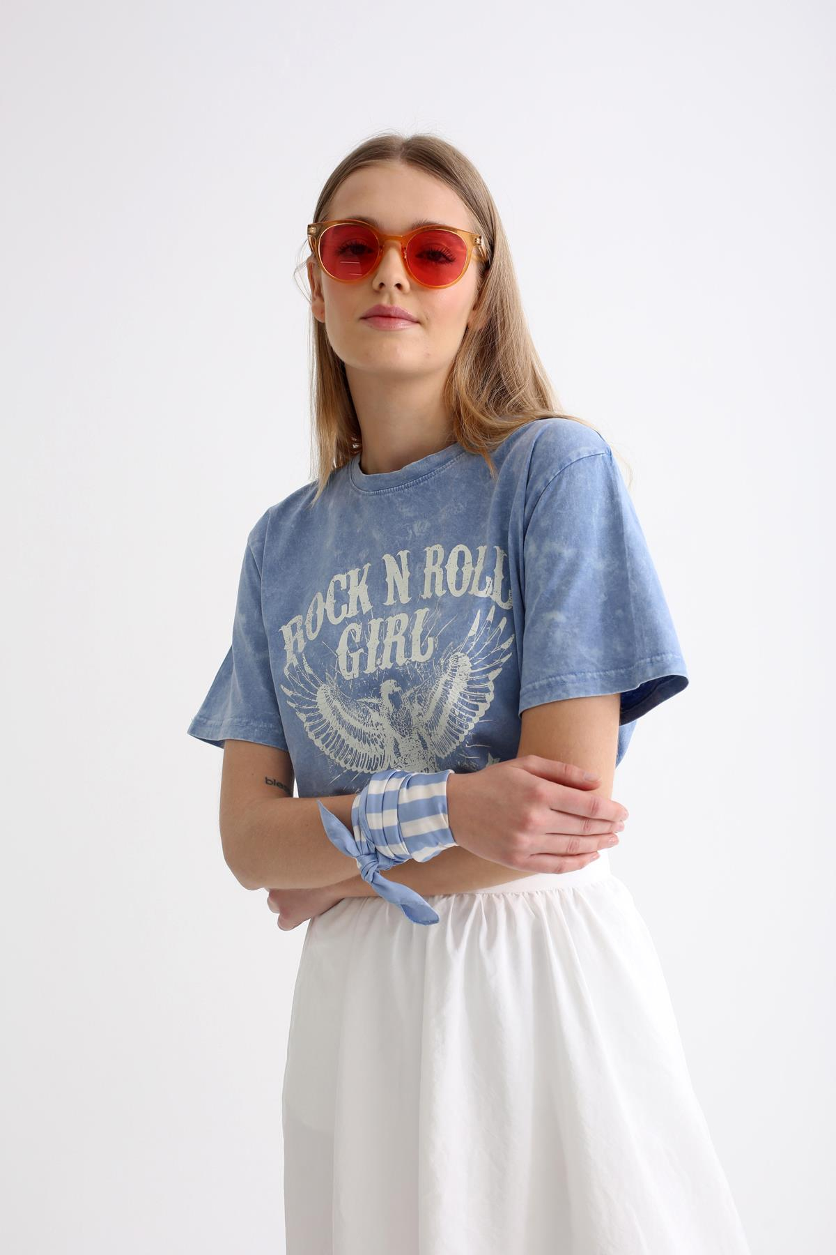 Mavi Rock Baskılı Tshirt 14155